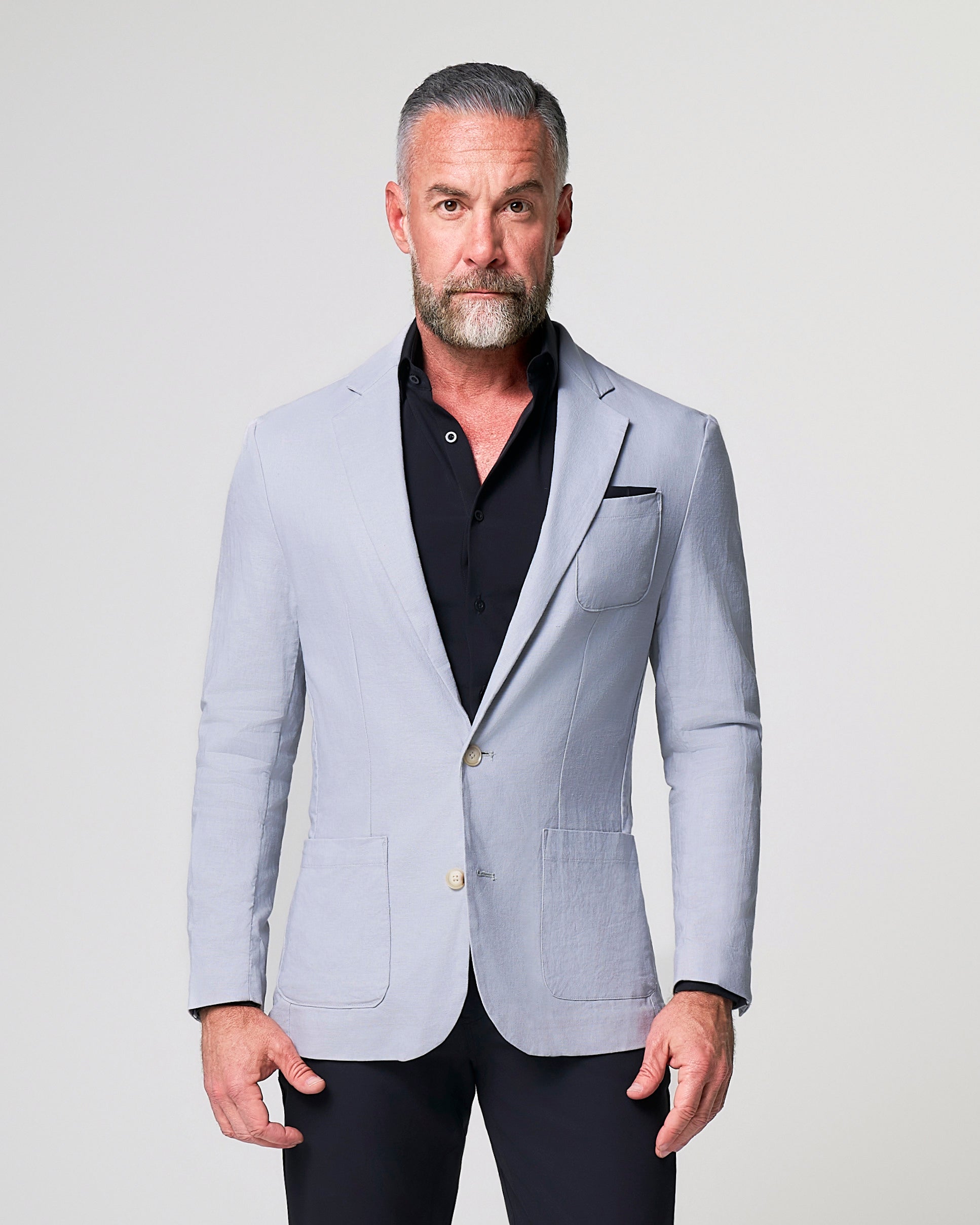 Unstructured Linen Blazer - Light Grey