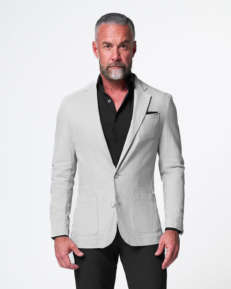 Unstructured Linen Blazer - Light Grey