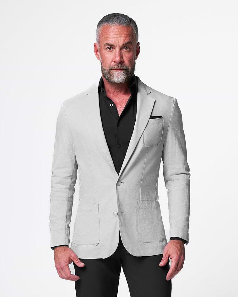 Unstructured Linen Blazer - Light Grey