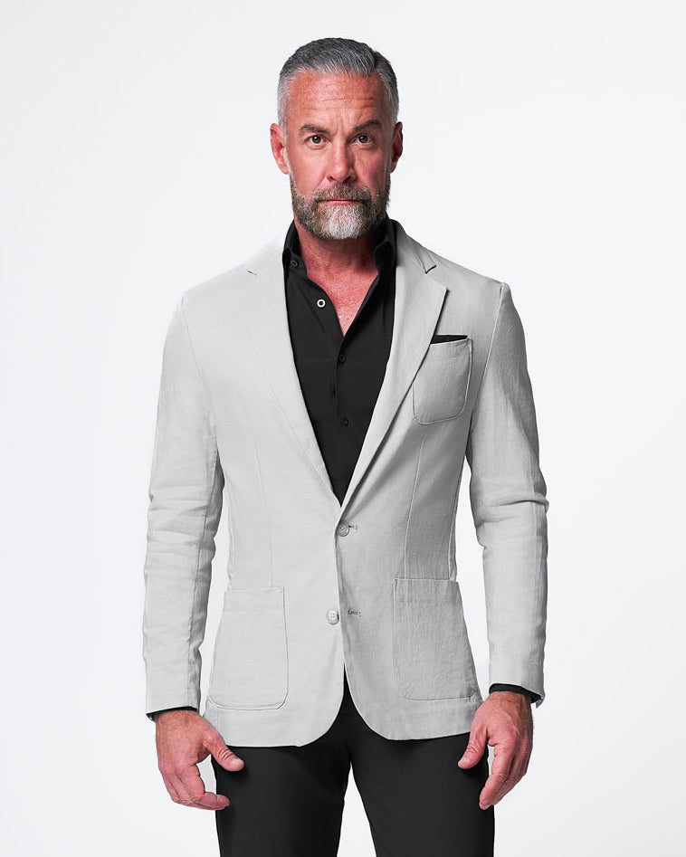 Unstructured Linen Blazer - Light Grey