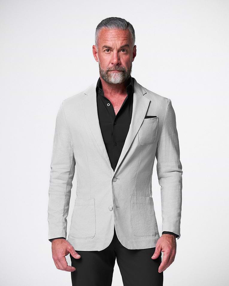 Unstructured Linen Blazer - Light Grey
