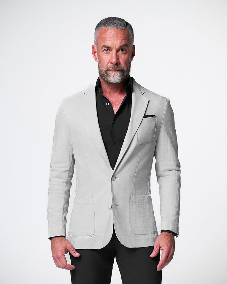 Unstructured Linen Blazer - Light Grey