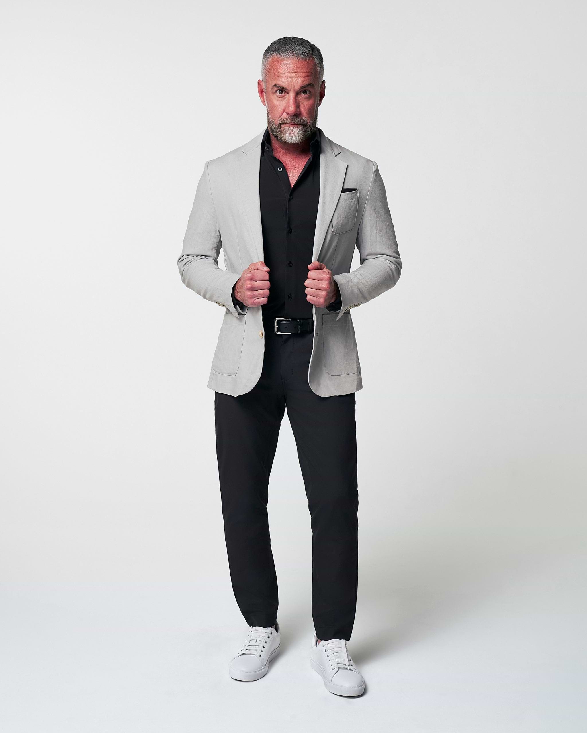 Unstructured Linen Blazer - Light Grey