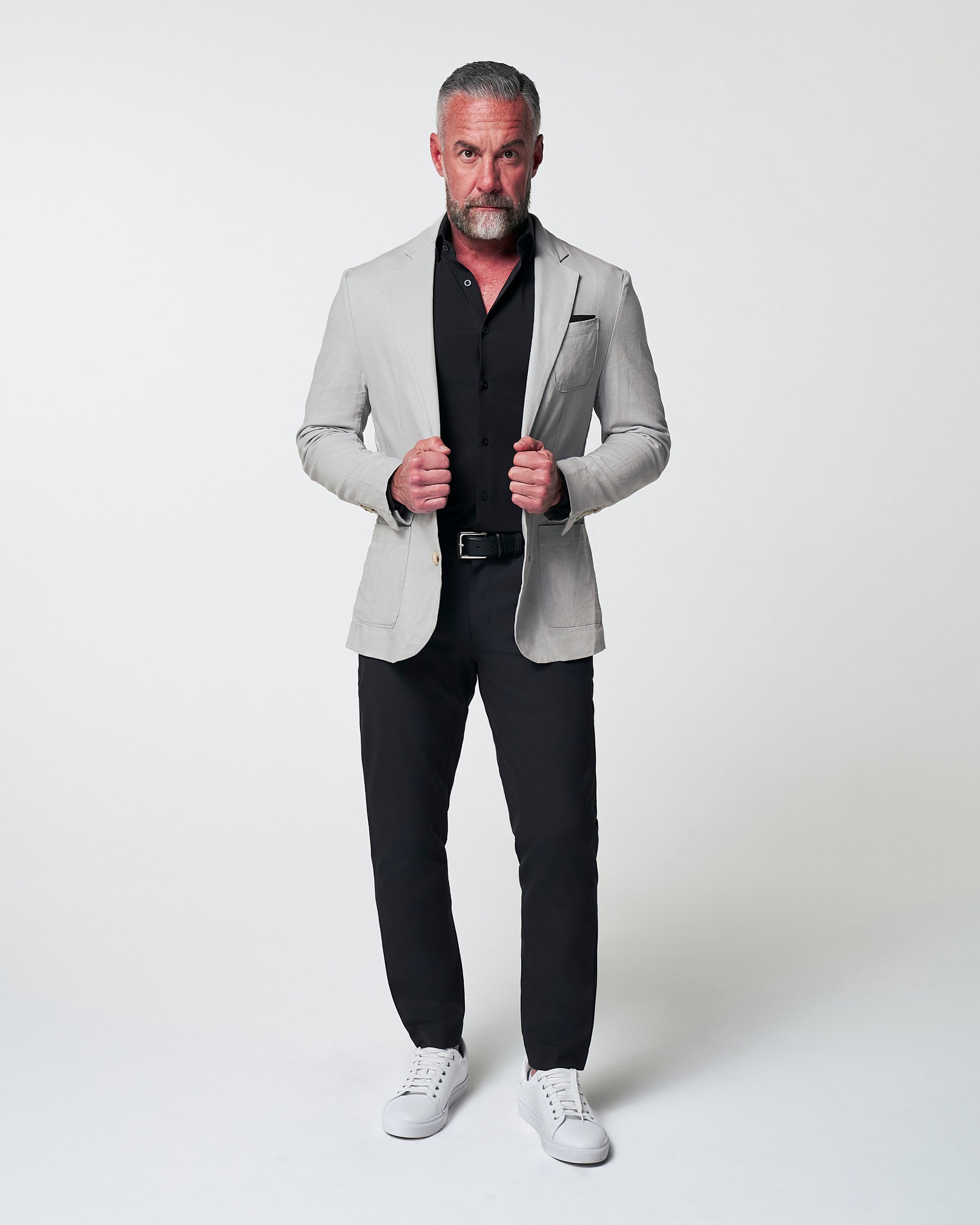 Unstructured Linen Blazer - Light Grey