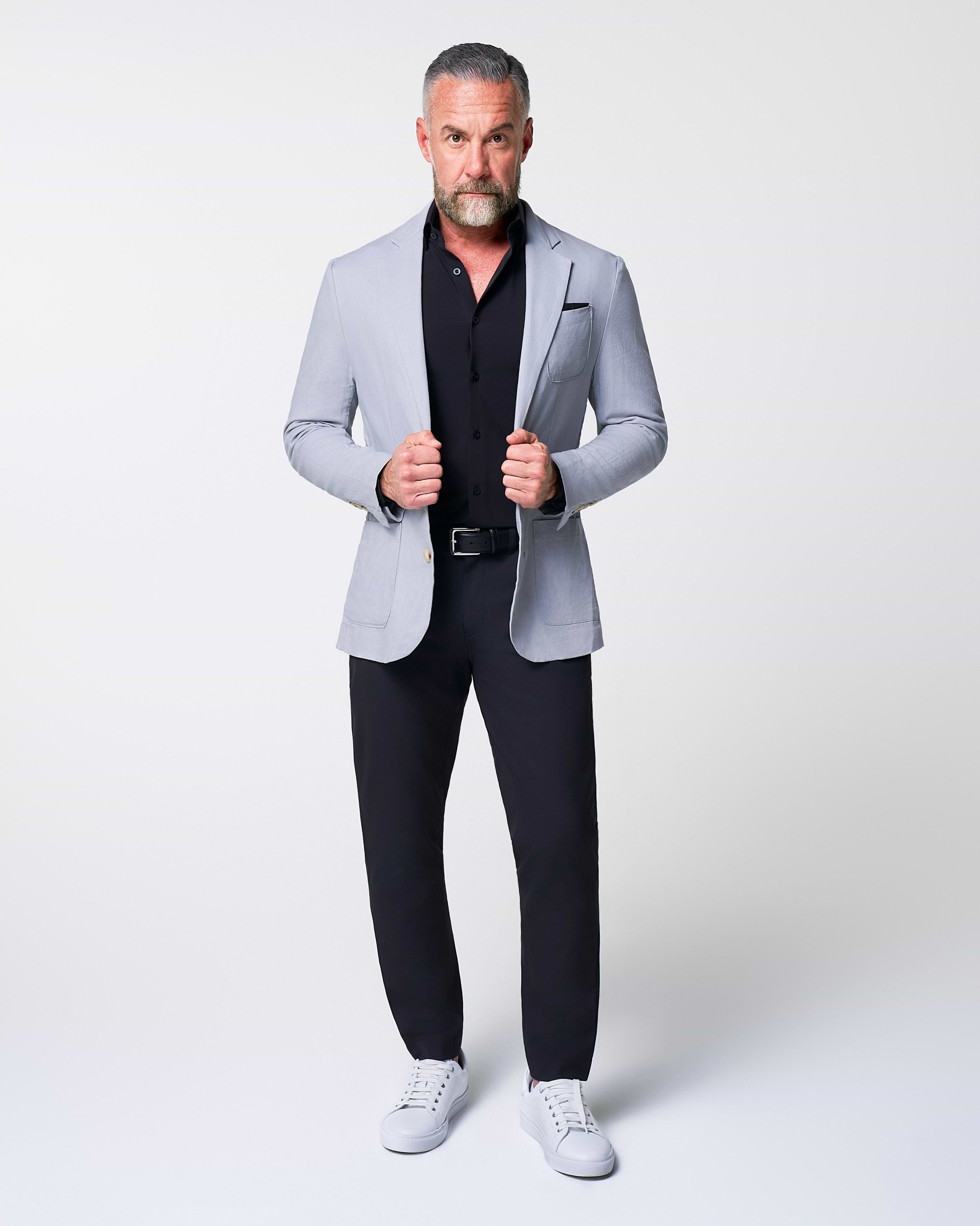 Unstructured Linen Blazer - Light Grey