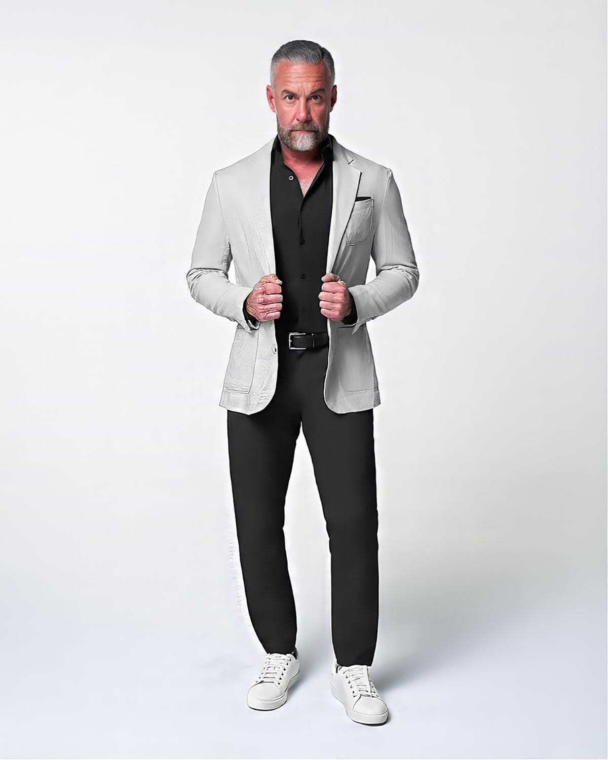 Unstructured Linen Blazer - Light Grey
