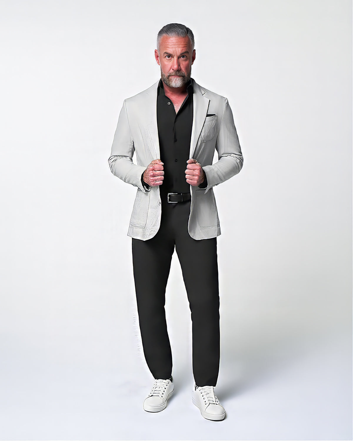 Unstructured Linen Blazer - Light Grey