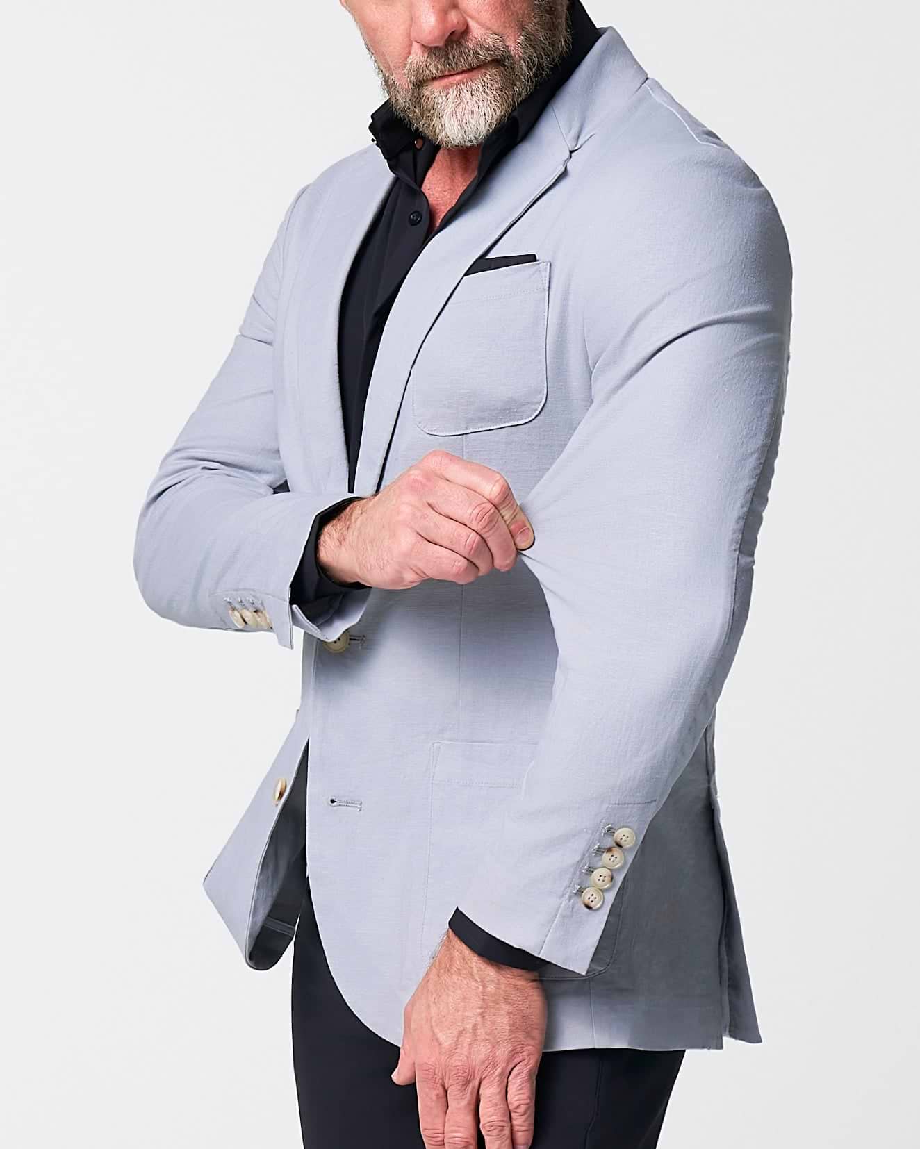 Unstructured Linen Blazer - Light Grey