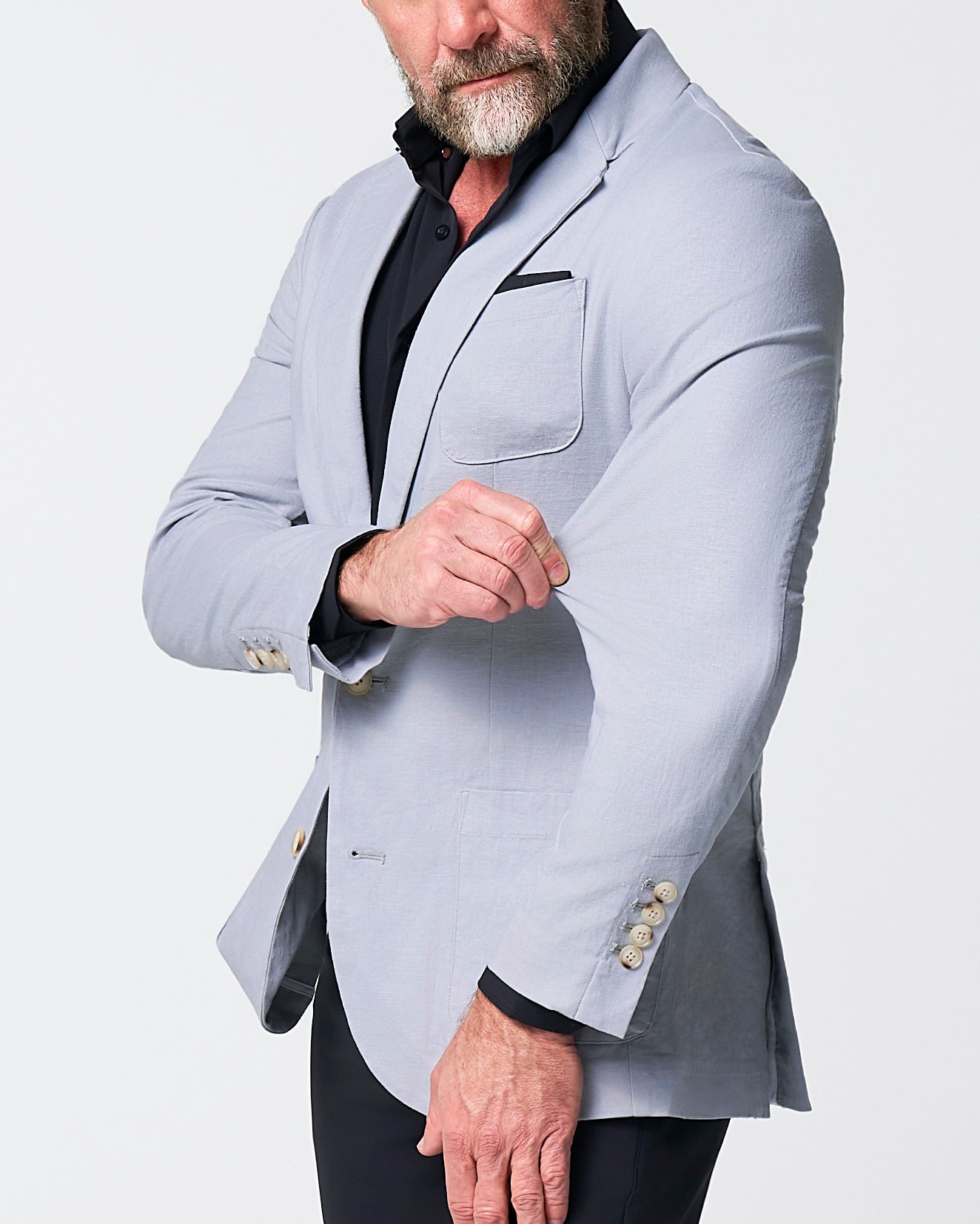 Unstructured Linen Blazer - Light Grey