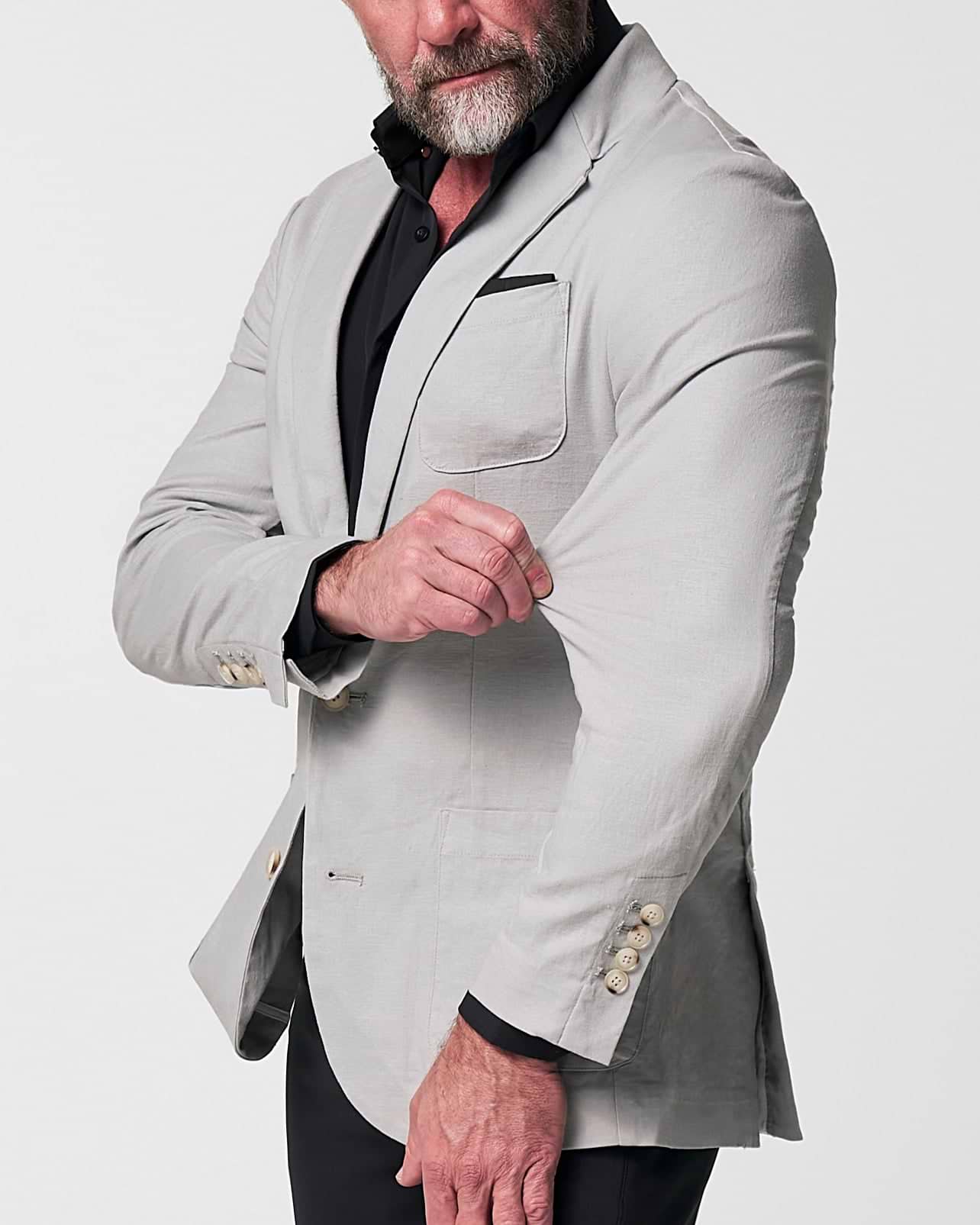 Unstructured Linen Blazer - Light Grey