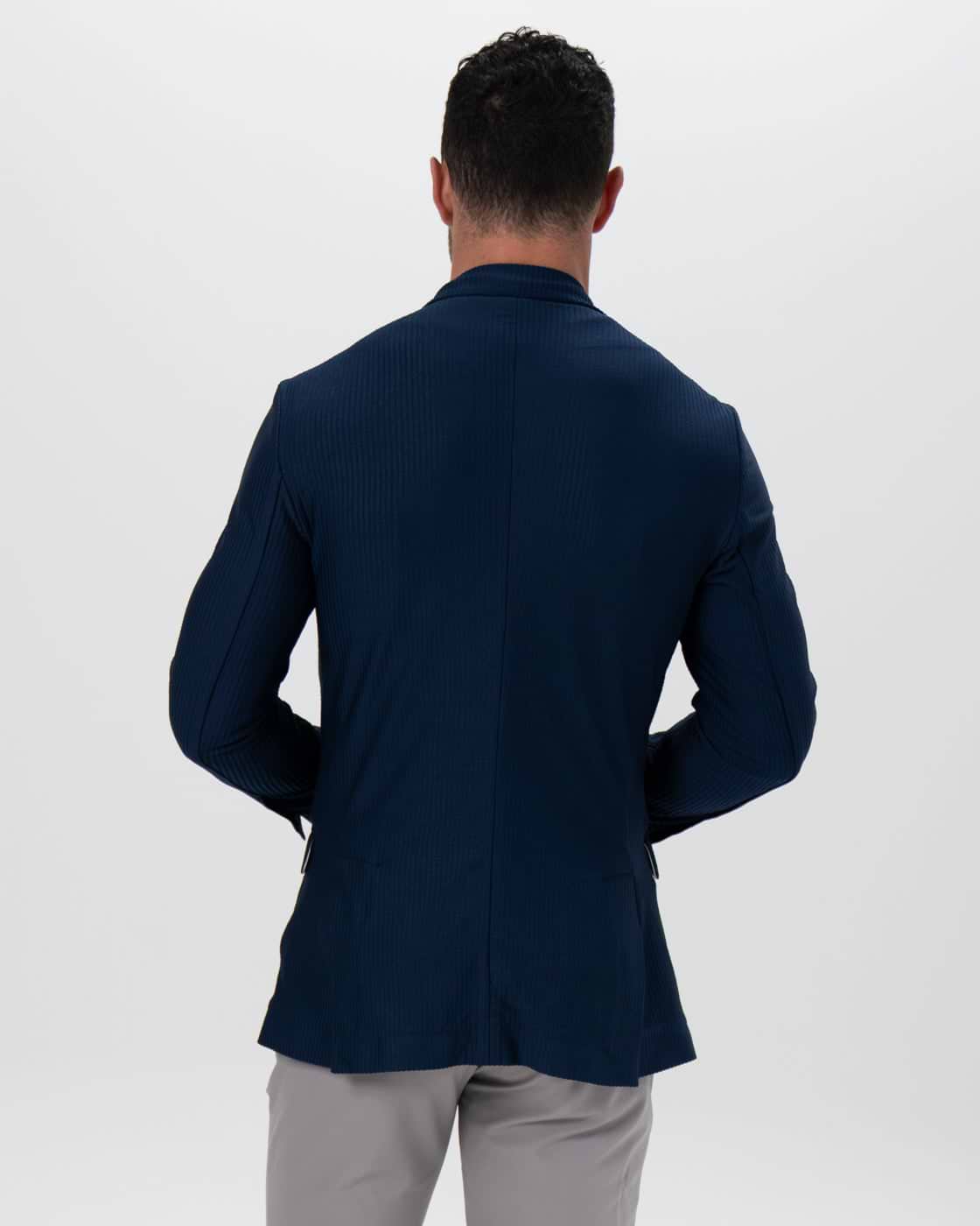 Athletic Fit Stretch Blazer - Navy Seersucker