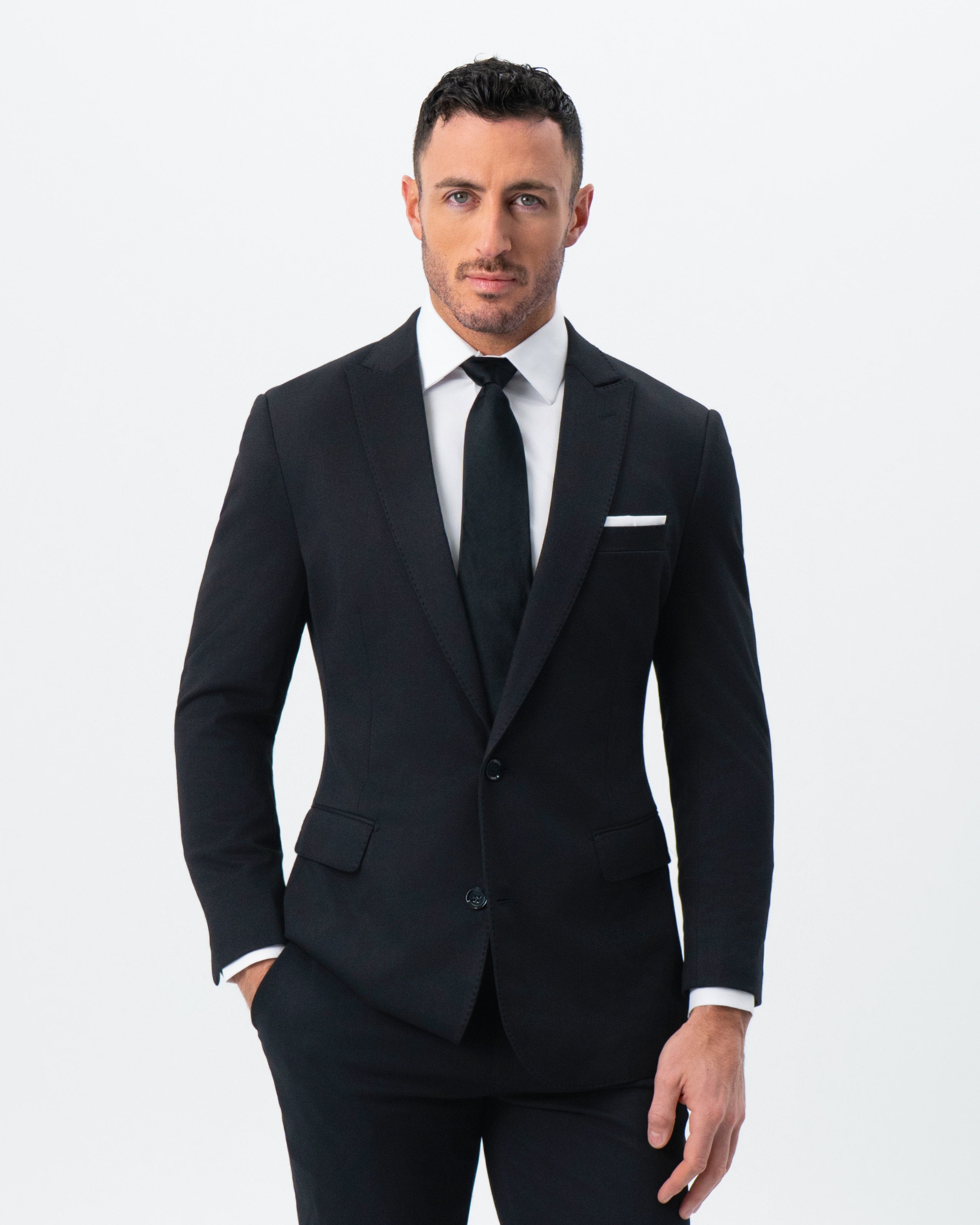 Athletic Fit Stretch Blazer - Black - Pick Stitch