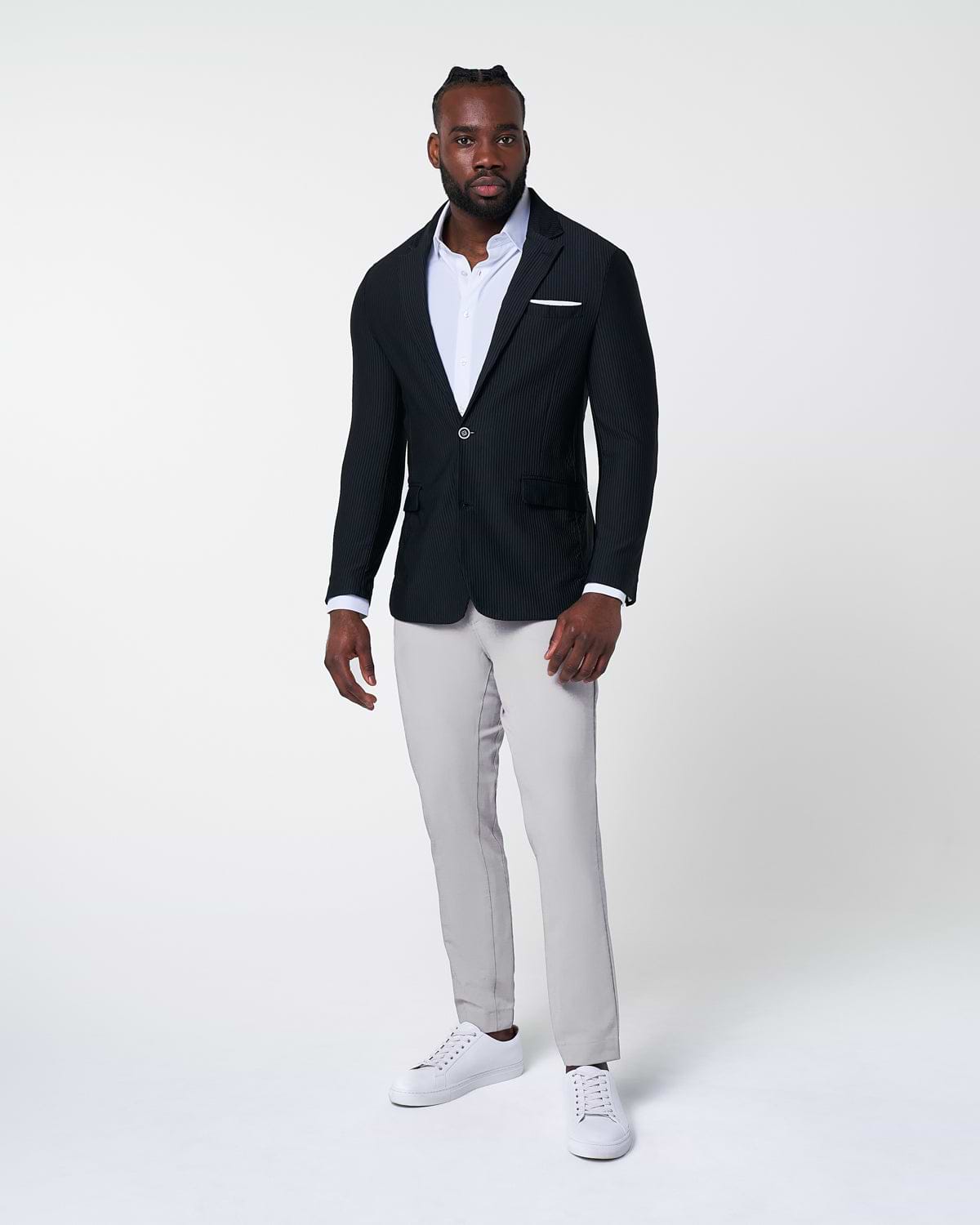 Athletic Fit Stretch Blazer - Black Seersucker