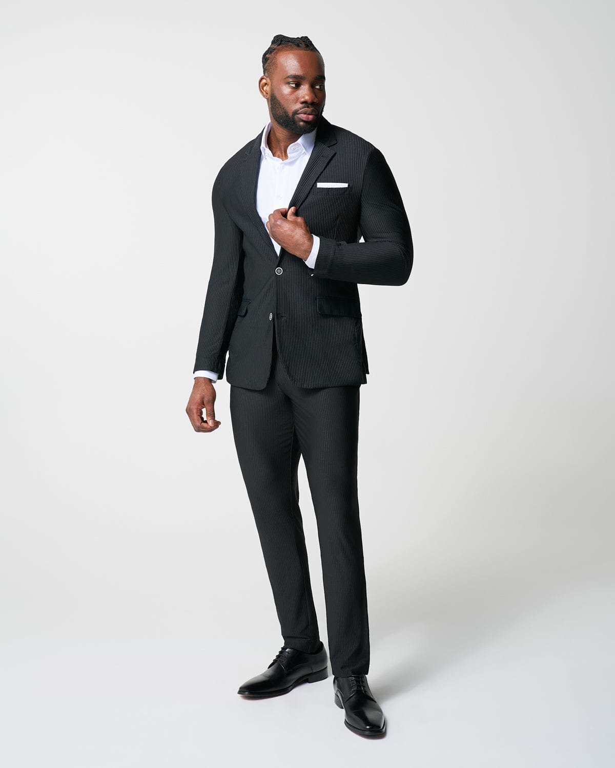 Athletic Fit Stretch Blazer - Black Seersucker