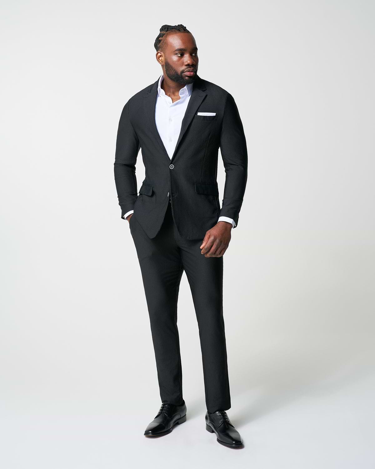 Athletic Fit Stretch Blazer - Black Seersucker