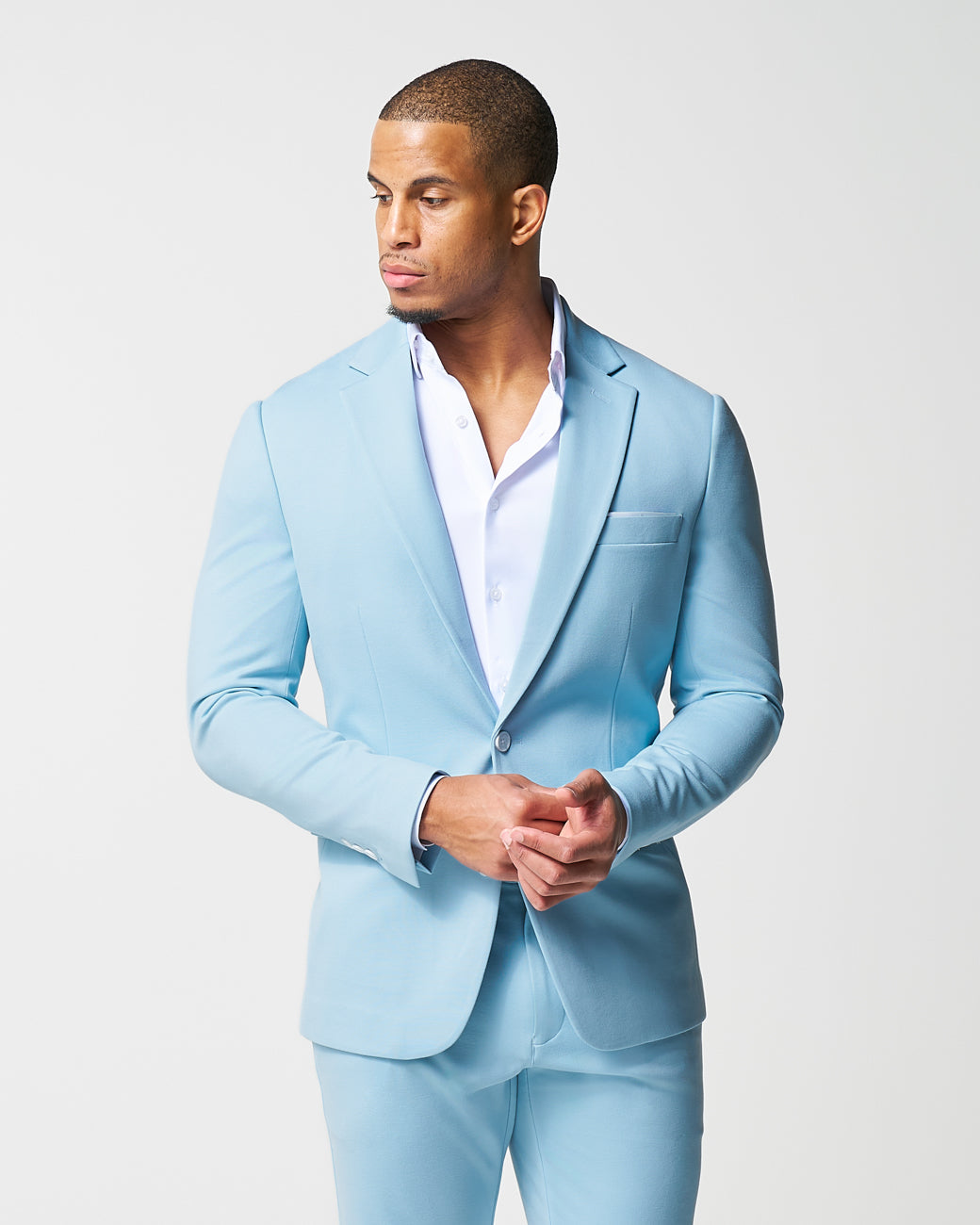 Athletic Fit Stretch Blazer - Solid Cool Blue