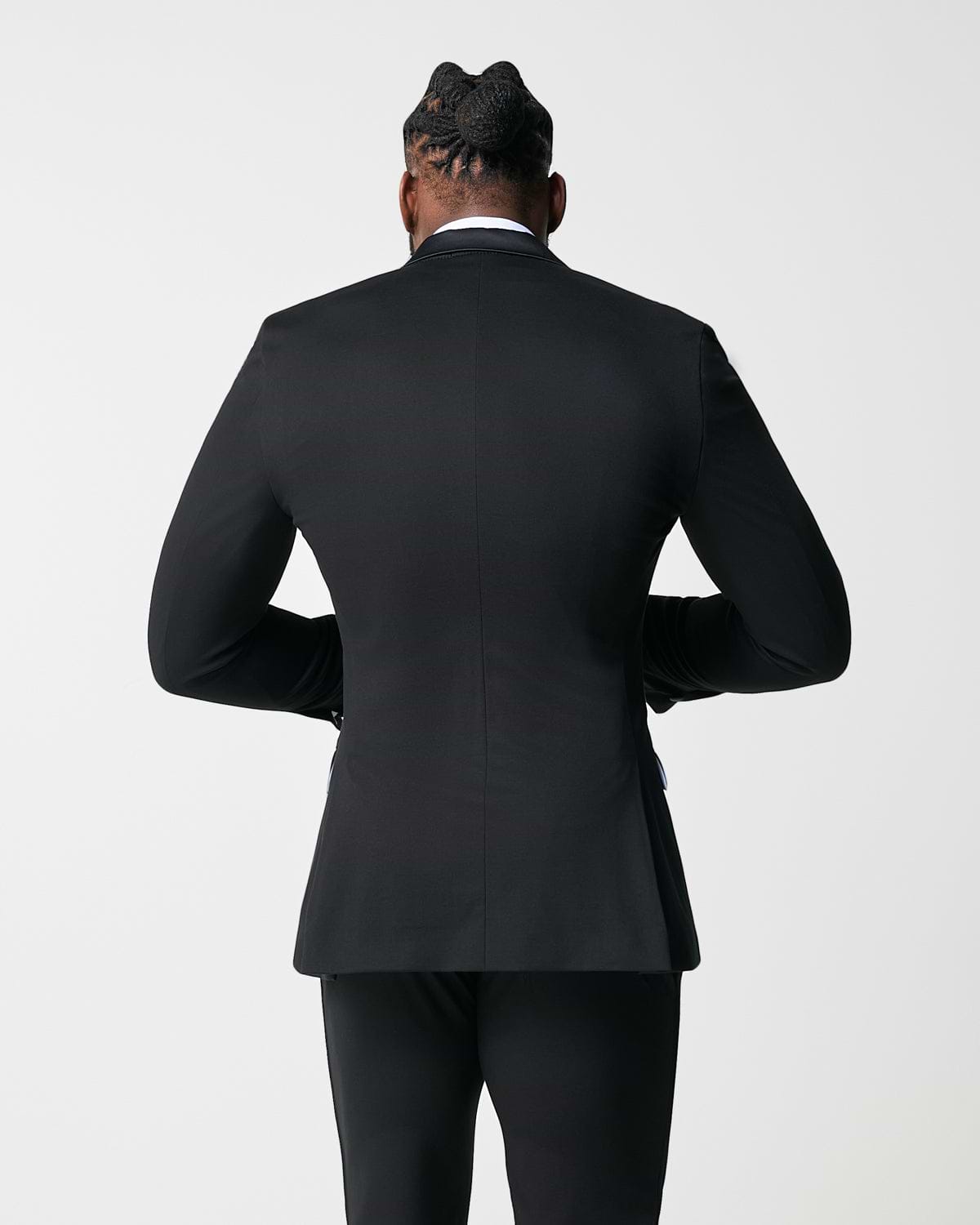 Athletic Fit Stretch Tuxedo Jacket - Black with Peak Lapel