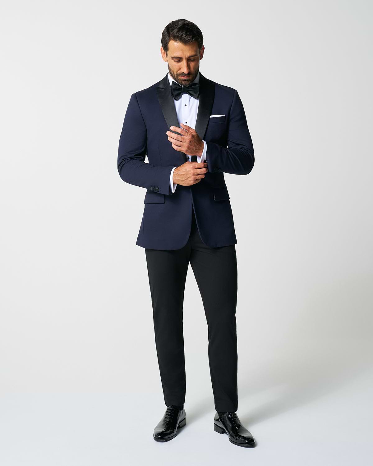 Athletic Fit Stretch Tuxedo Jacket - Navy with Peak Lapel