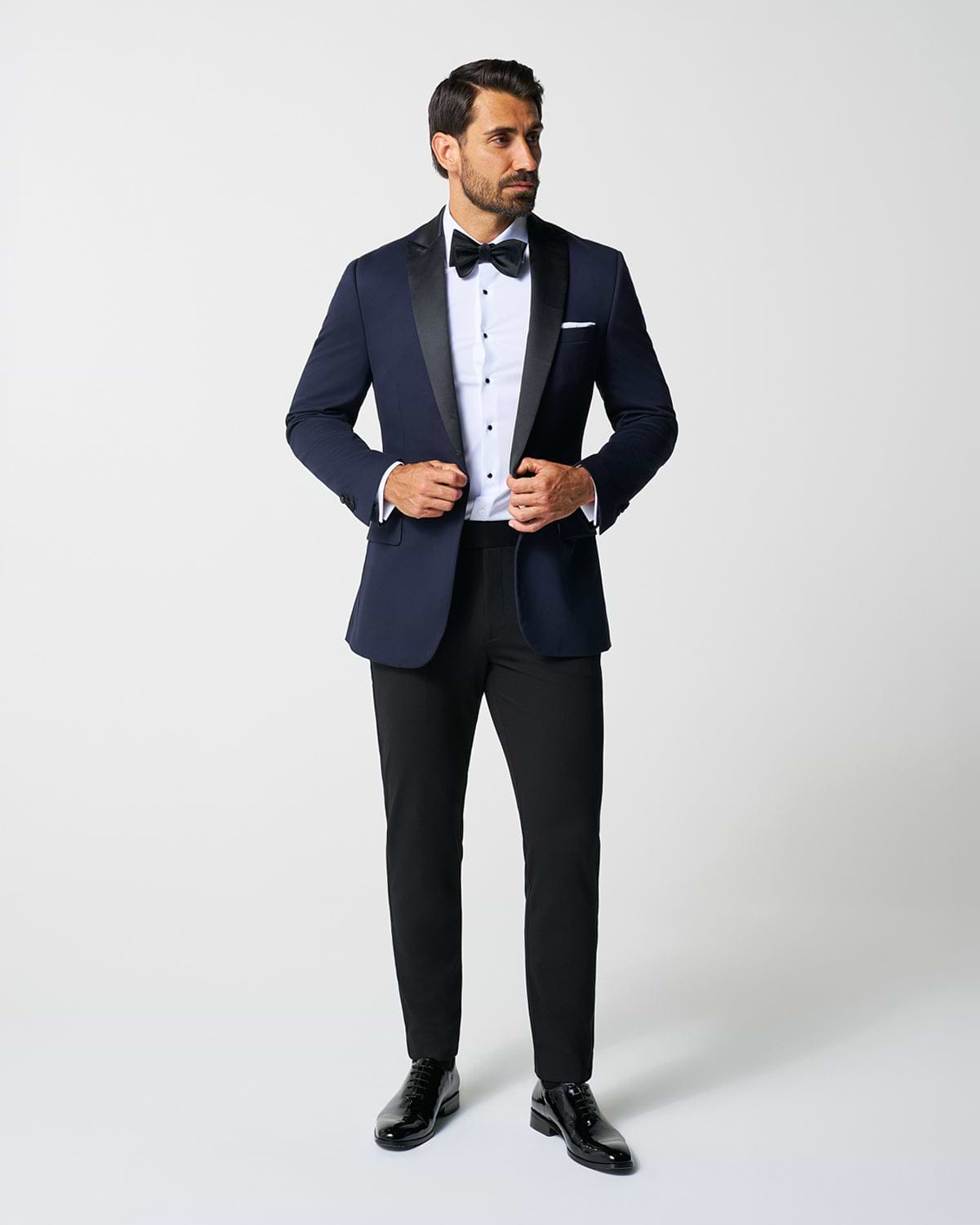 Athletic Fit Stretch Tuxedo Jacket - Navy with Peak Lapel