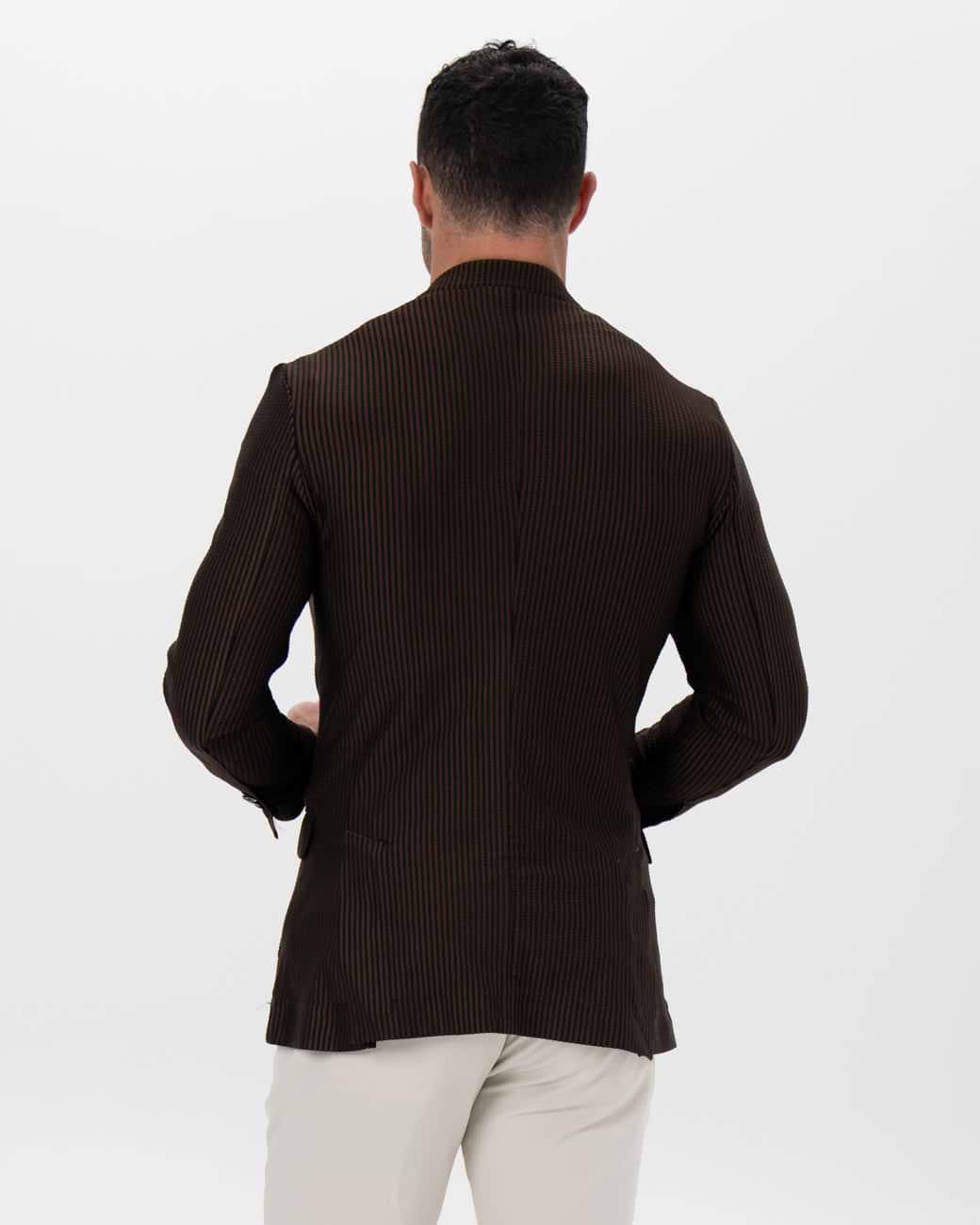 Athletic Fit Stretch Blazer - Brown & Black Seersucker