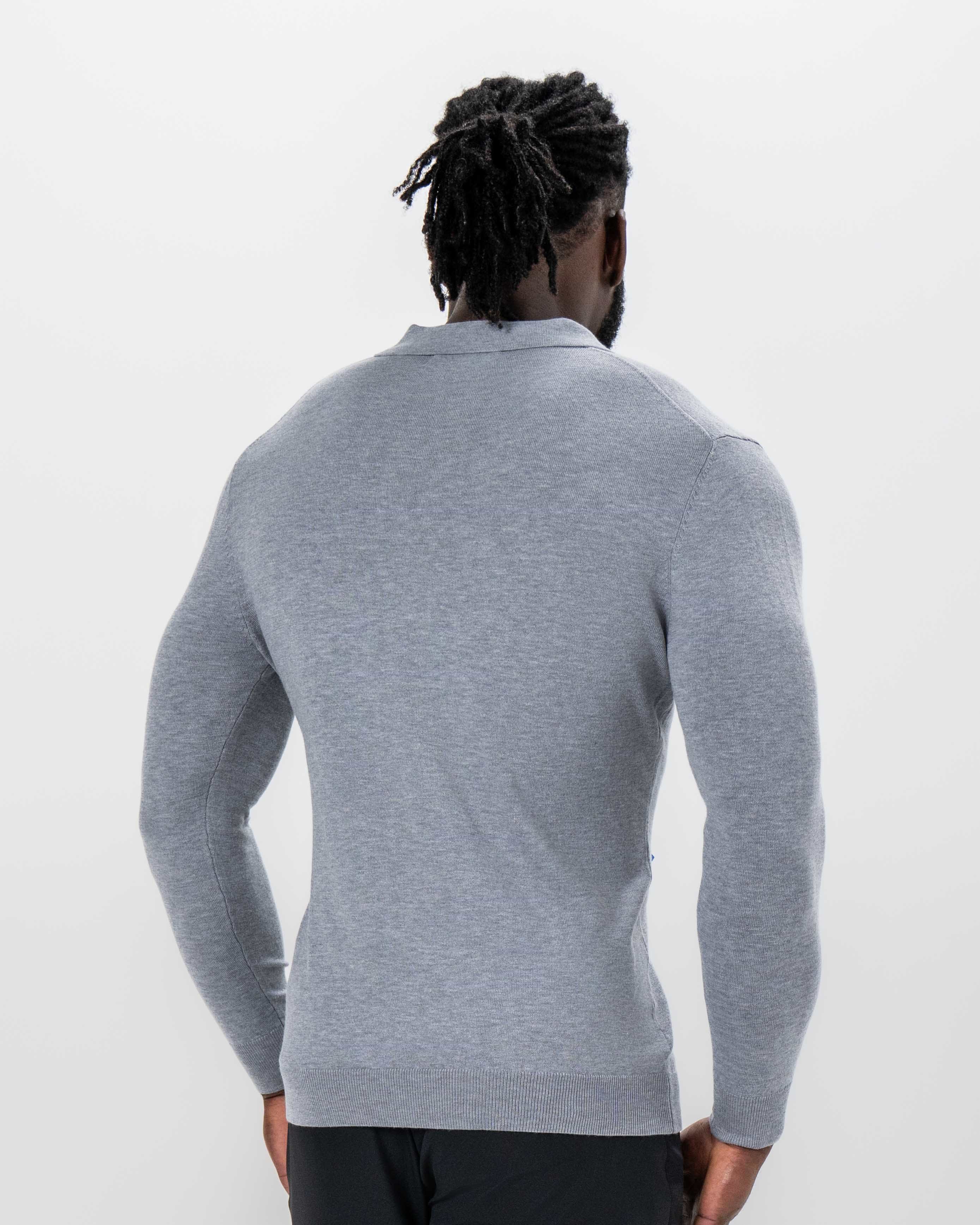 Buttonless Sweater Polo - Light Grey