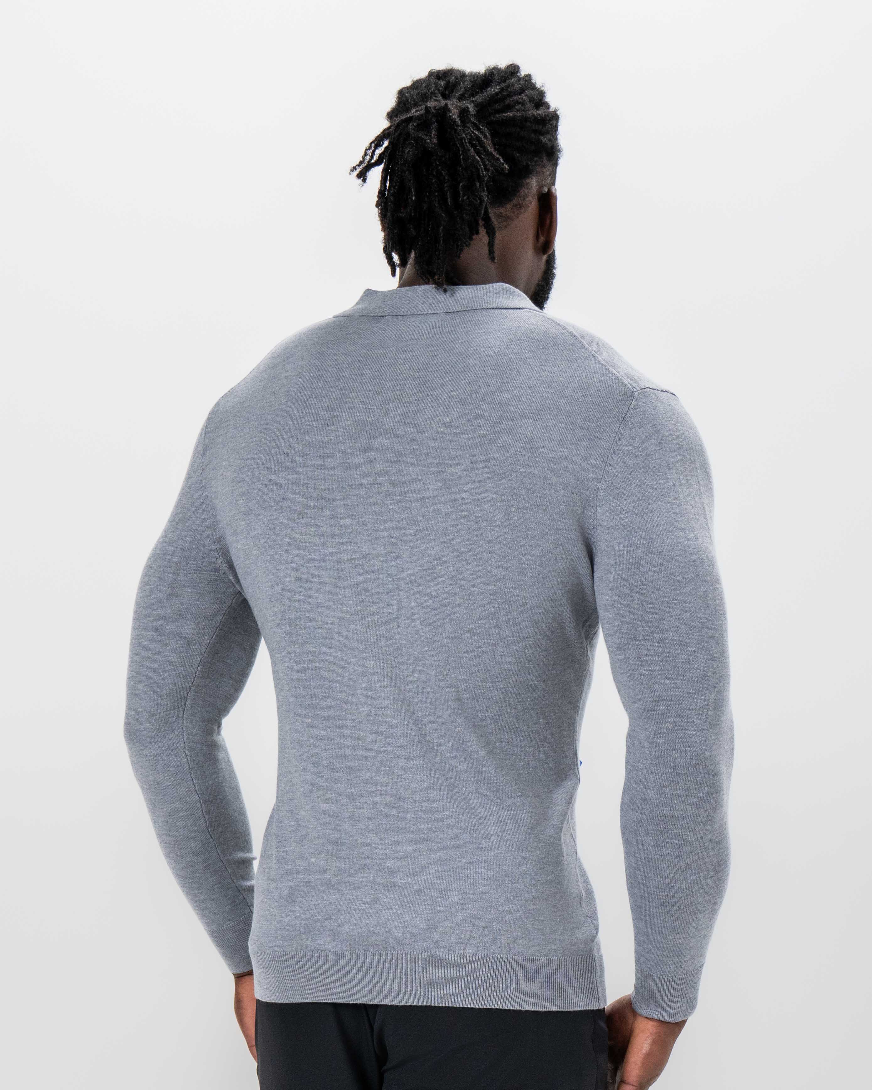 Buttonless Sweater Polo - Light Grey