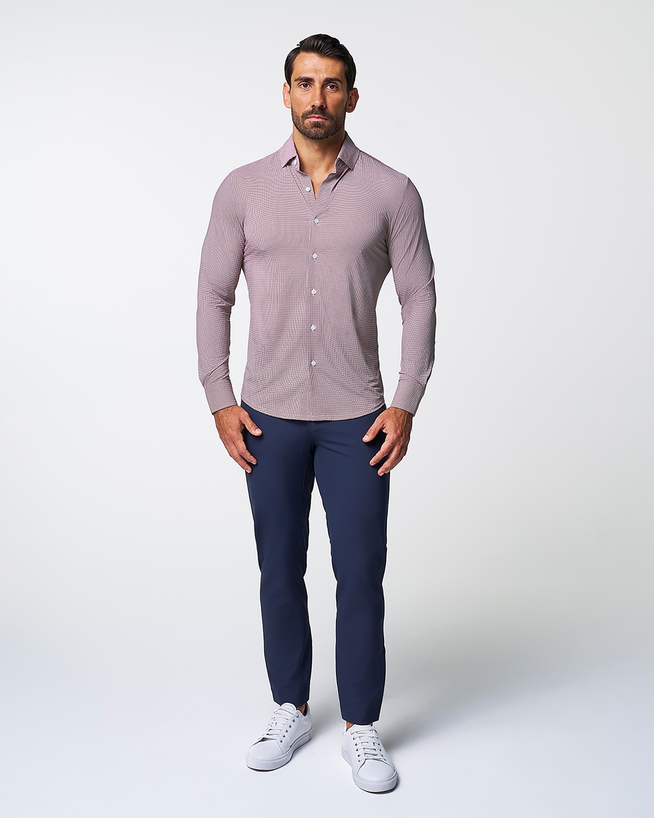 "The Colt" Sport Shirt - Deep Purple Microcheck