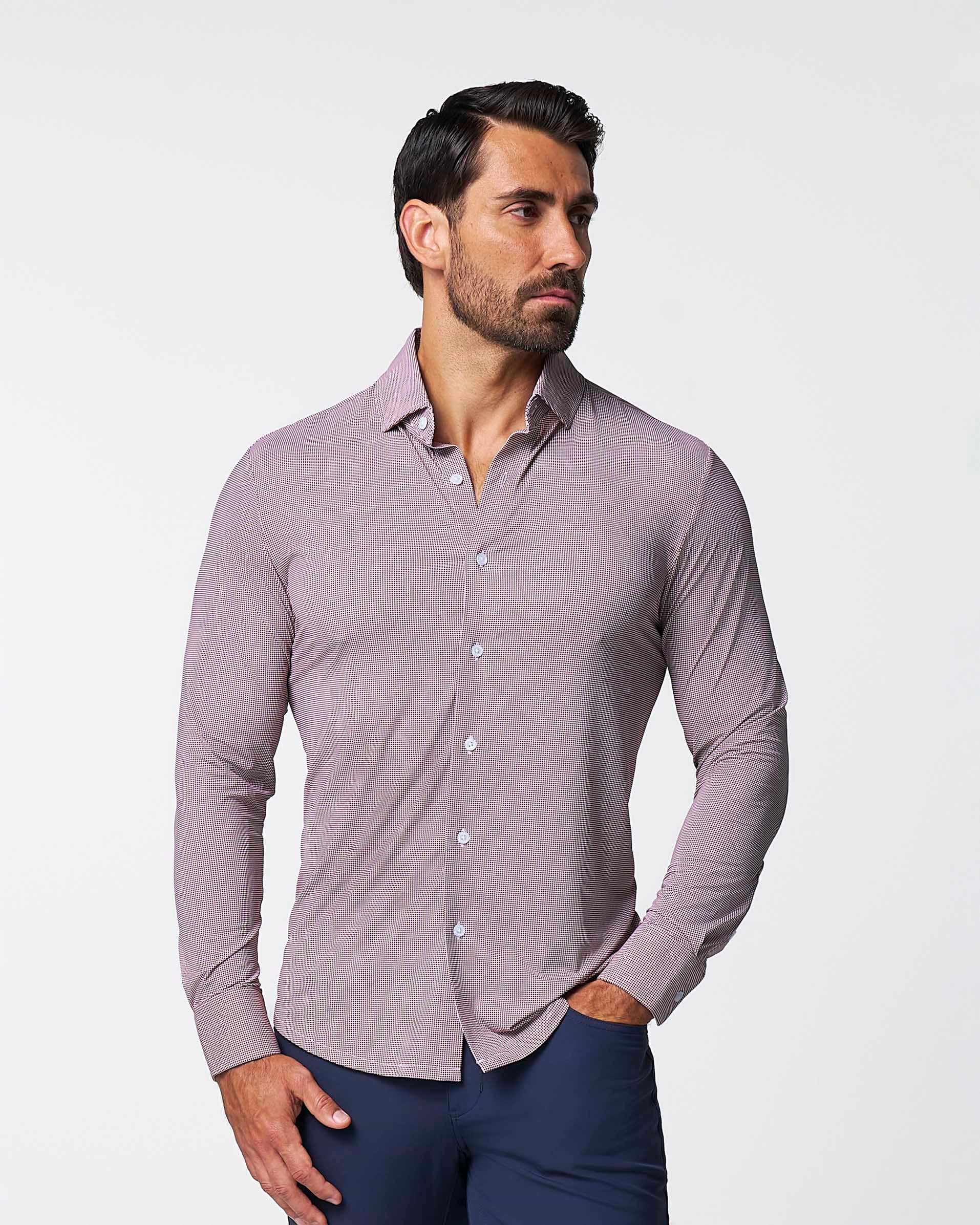 "The Colt" Sport Shirt - Deep Purple Microcheck