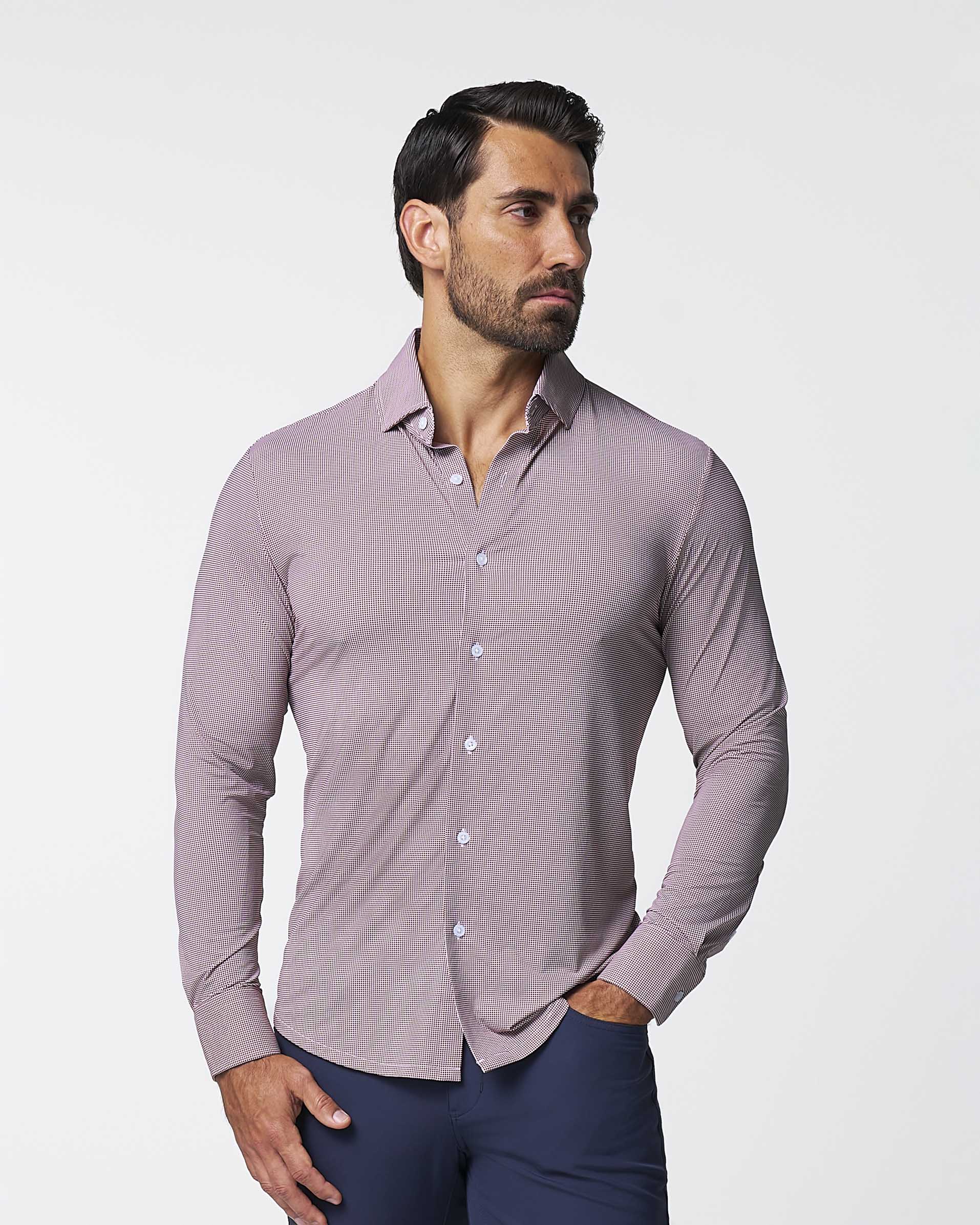 "The Colt" Sport Shirt - Deep Purple Microcheck