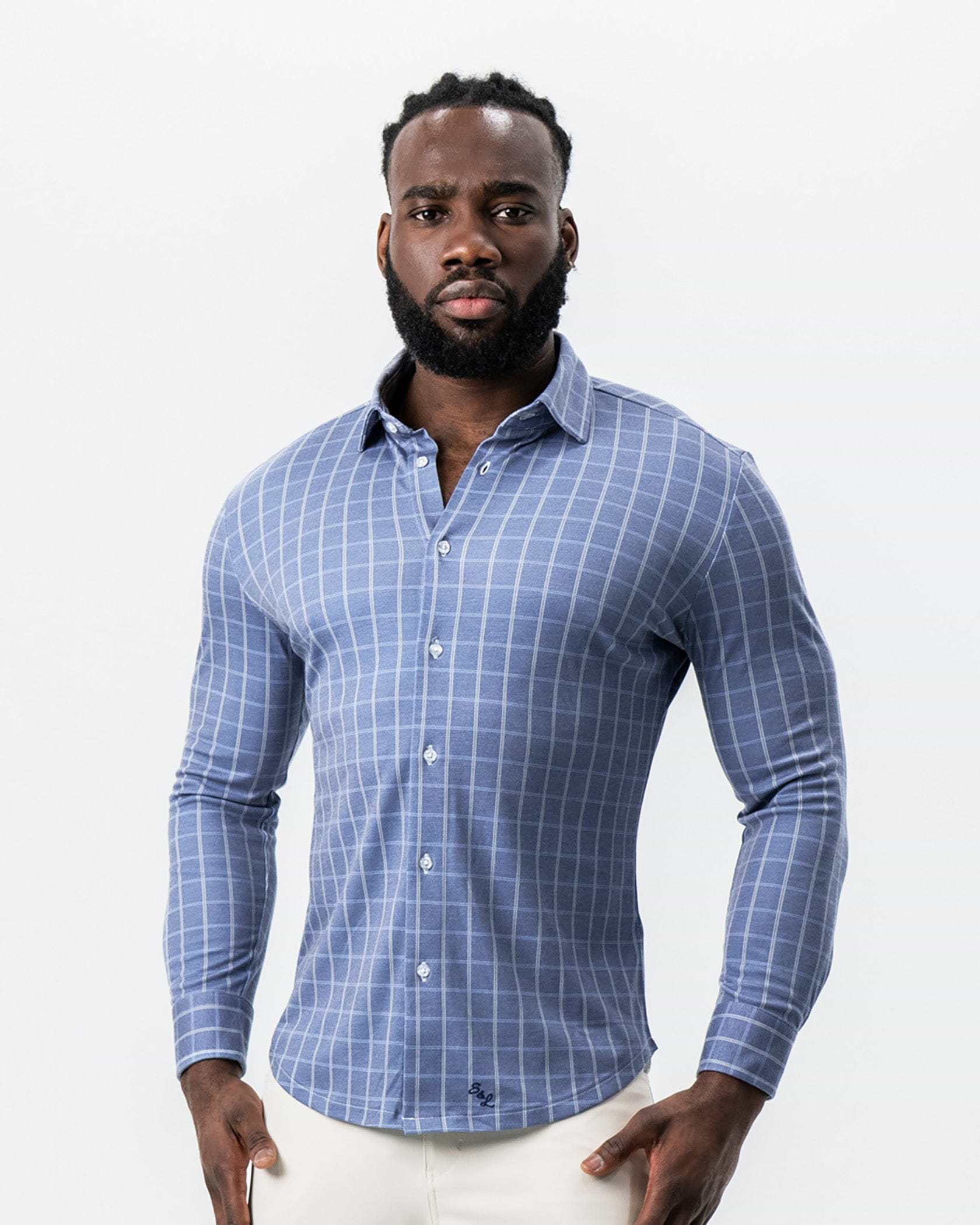 "The Davy" Navy, Light Blue, and Cream Button Down