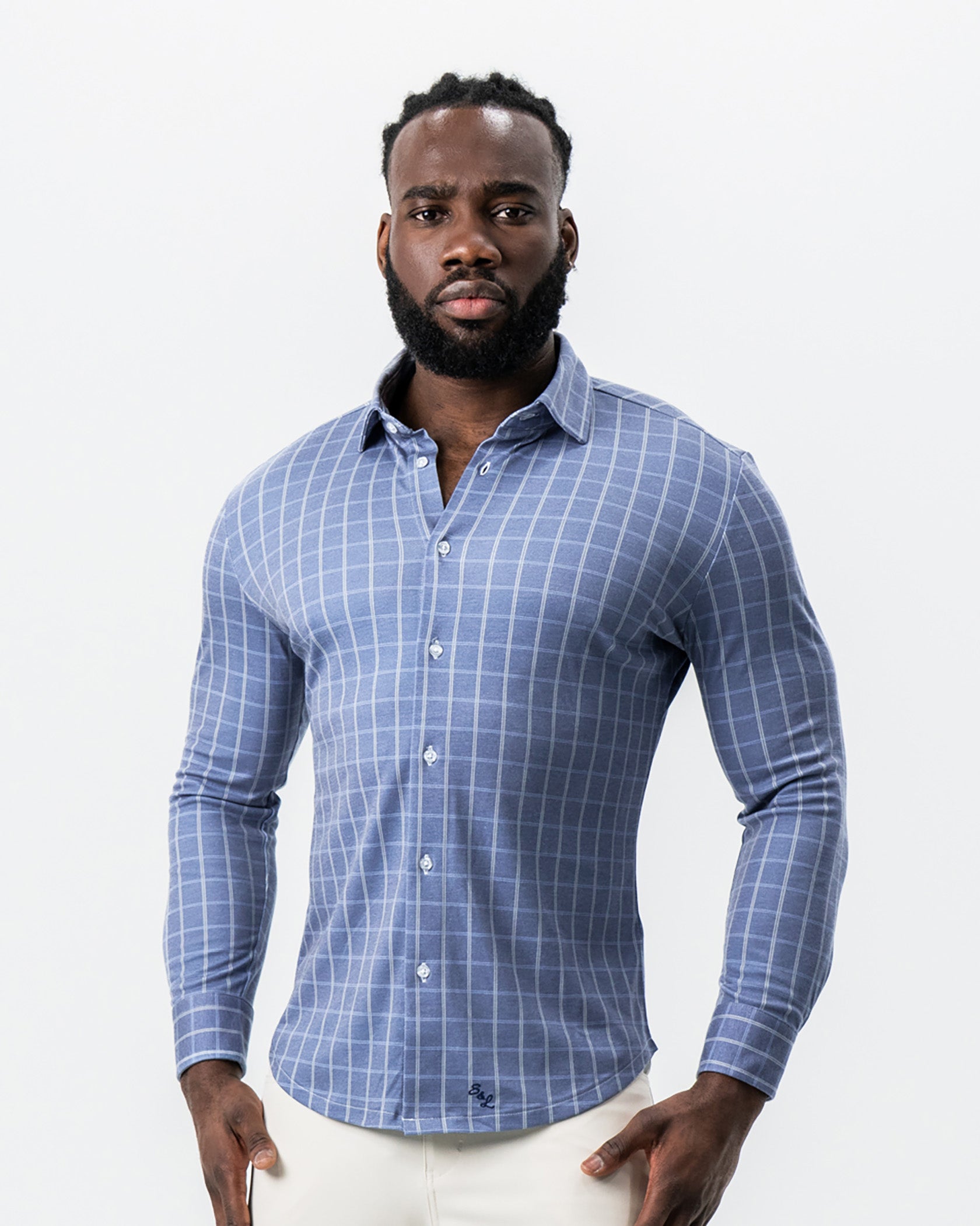 "The Davy" Navy, Light Blue, and Cream Button Down