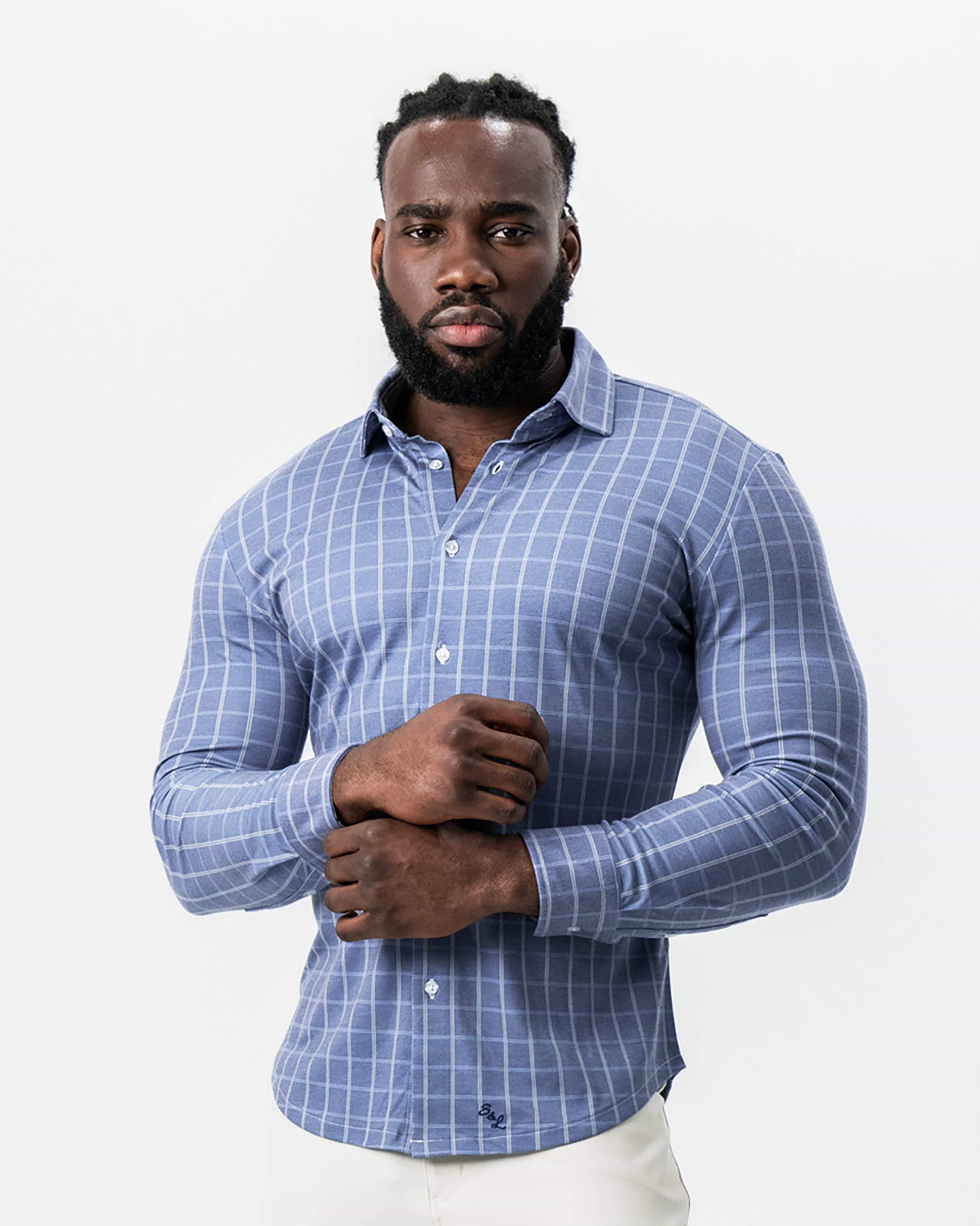 "The Davy" Navy, Light Blue, and Cream Button Down