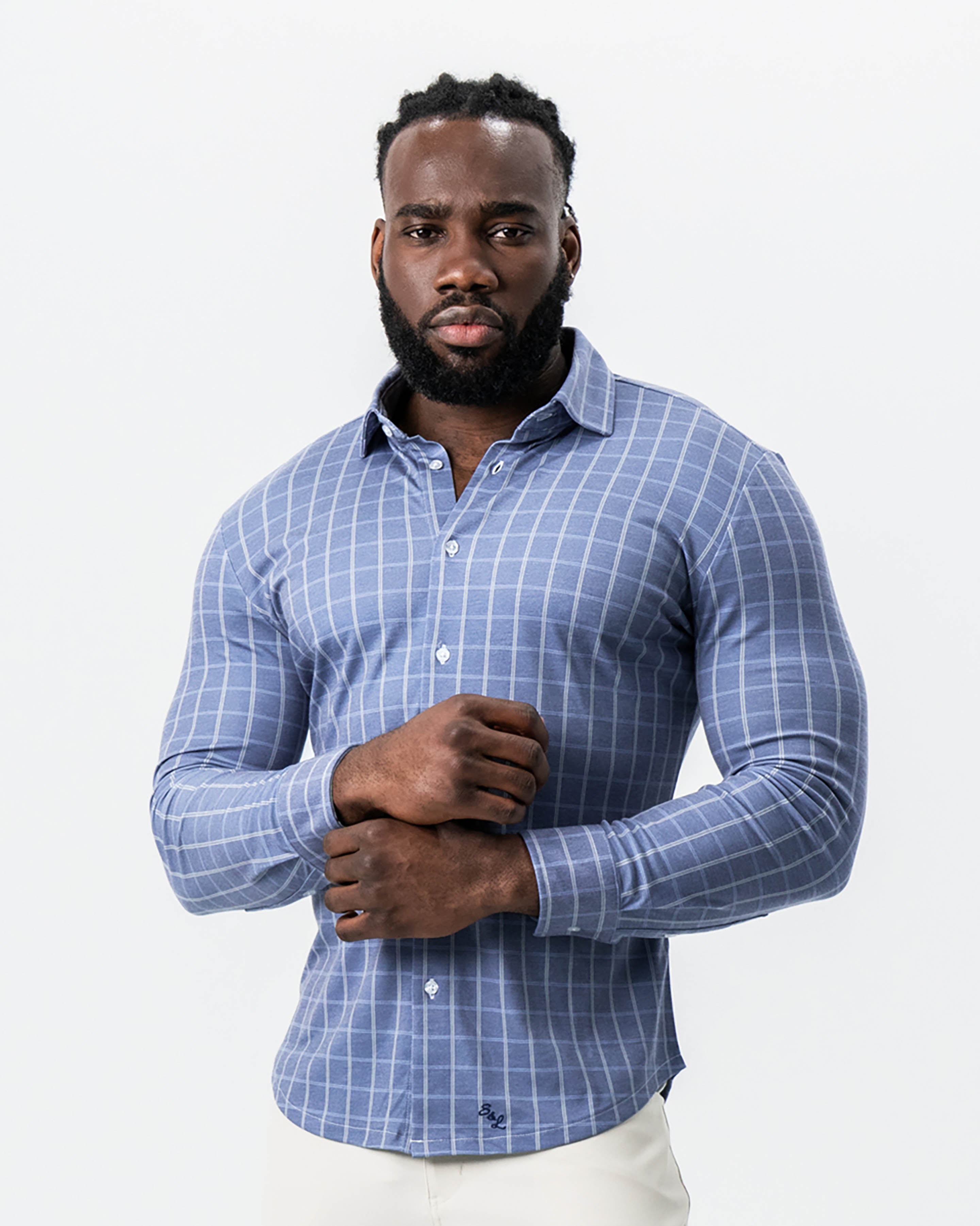 "The Davy" Navy, Light Blue, and Cream Button Down