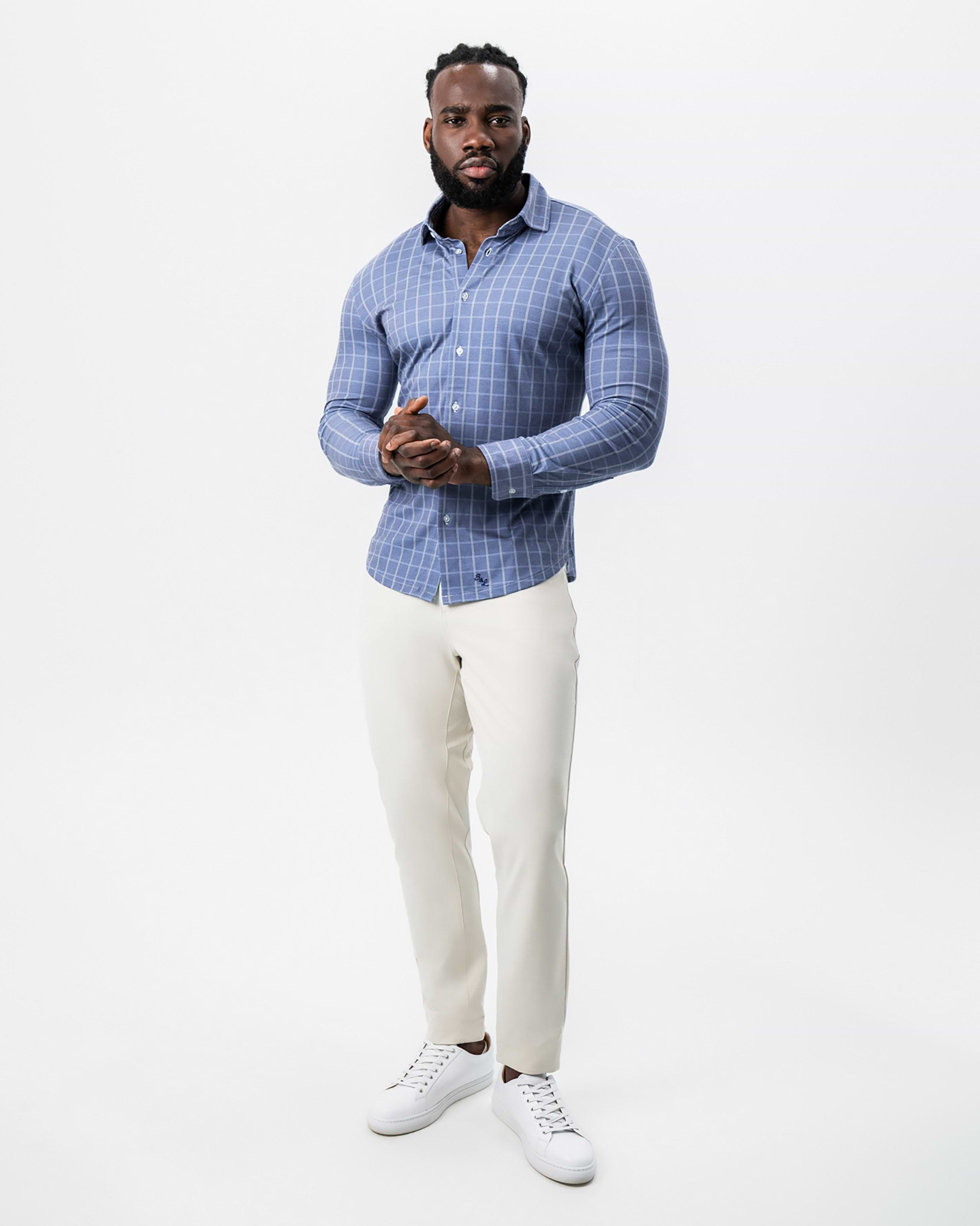 "The Davy" Navy, Light Blue, and Cream Button Down