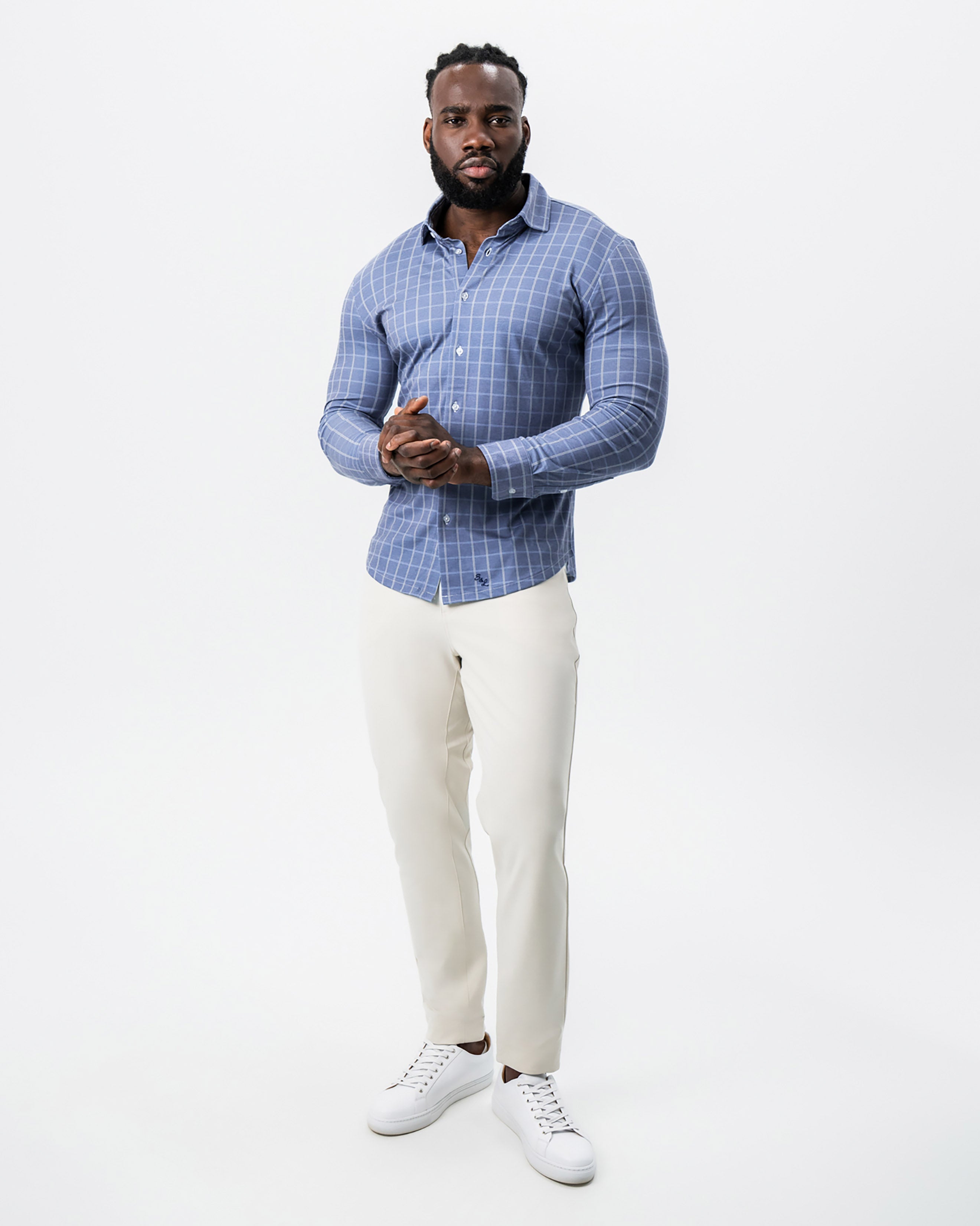 "The Davy" Navy, Light Blue, and Cream Button Down