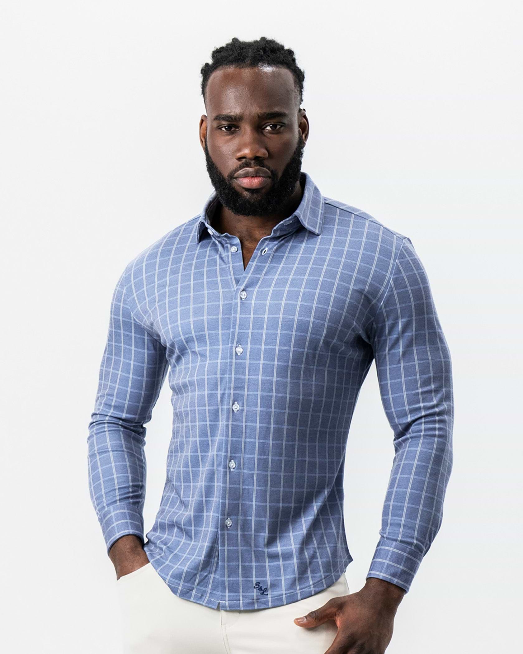 "The Davy" Navy, Light Blue, and Cream Button Down