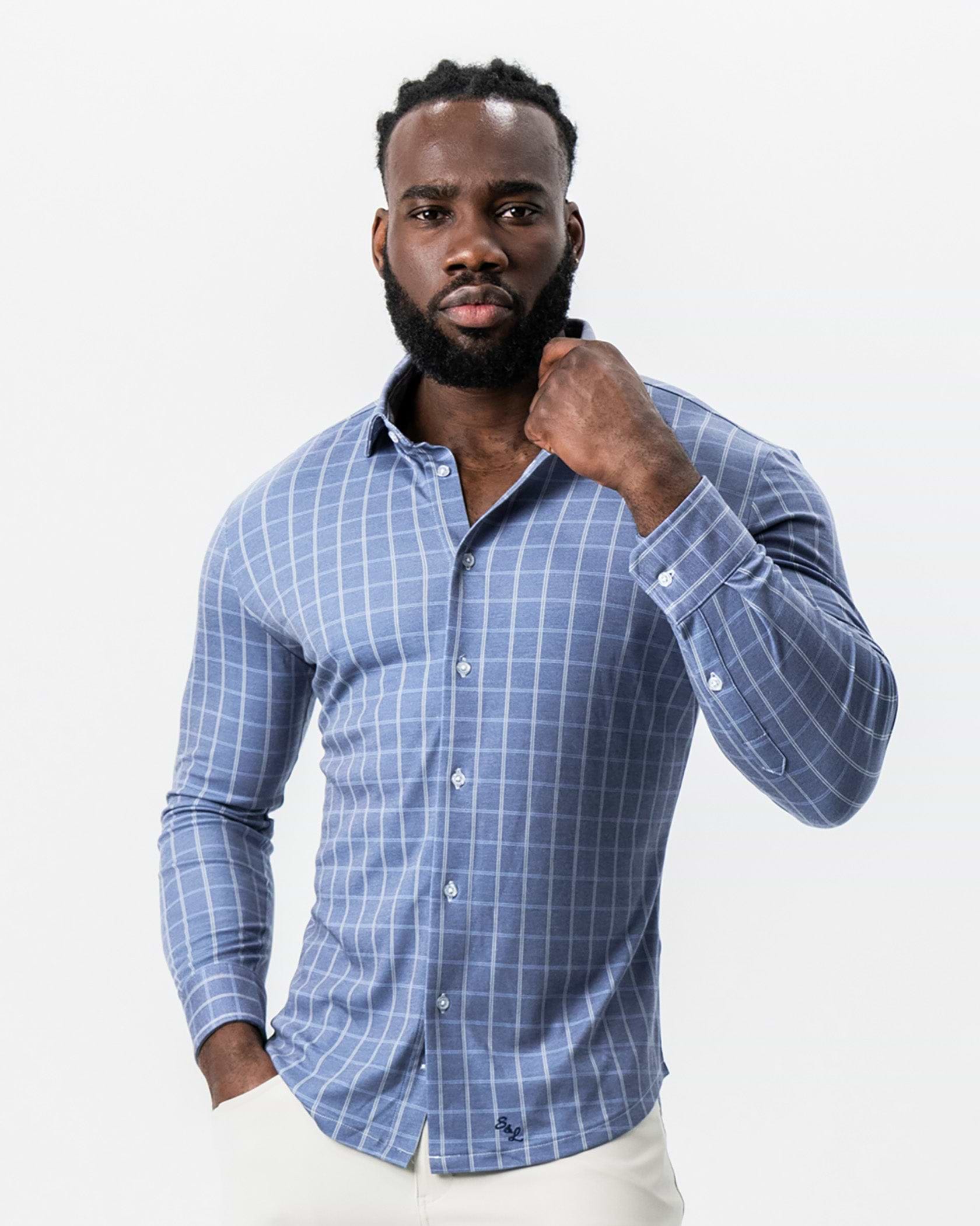 "The Davy" Navy, Light Blue, and Cream Button Down