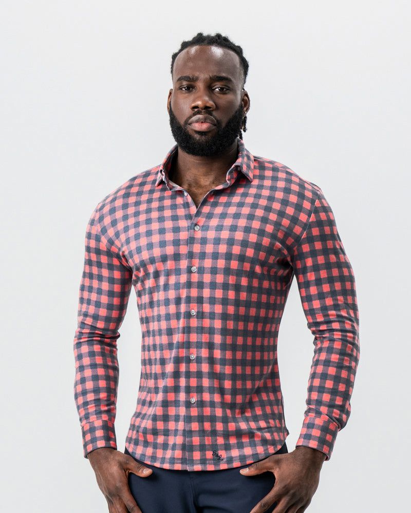 "The Filson" Red & Navy Big Check Button Down
