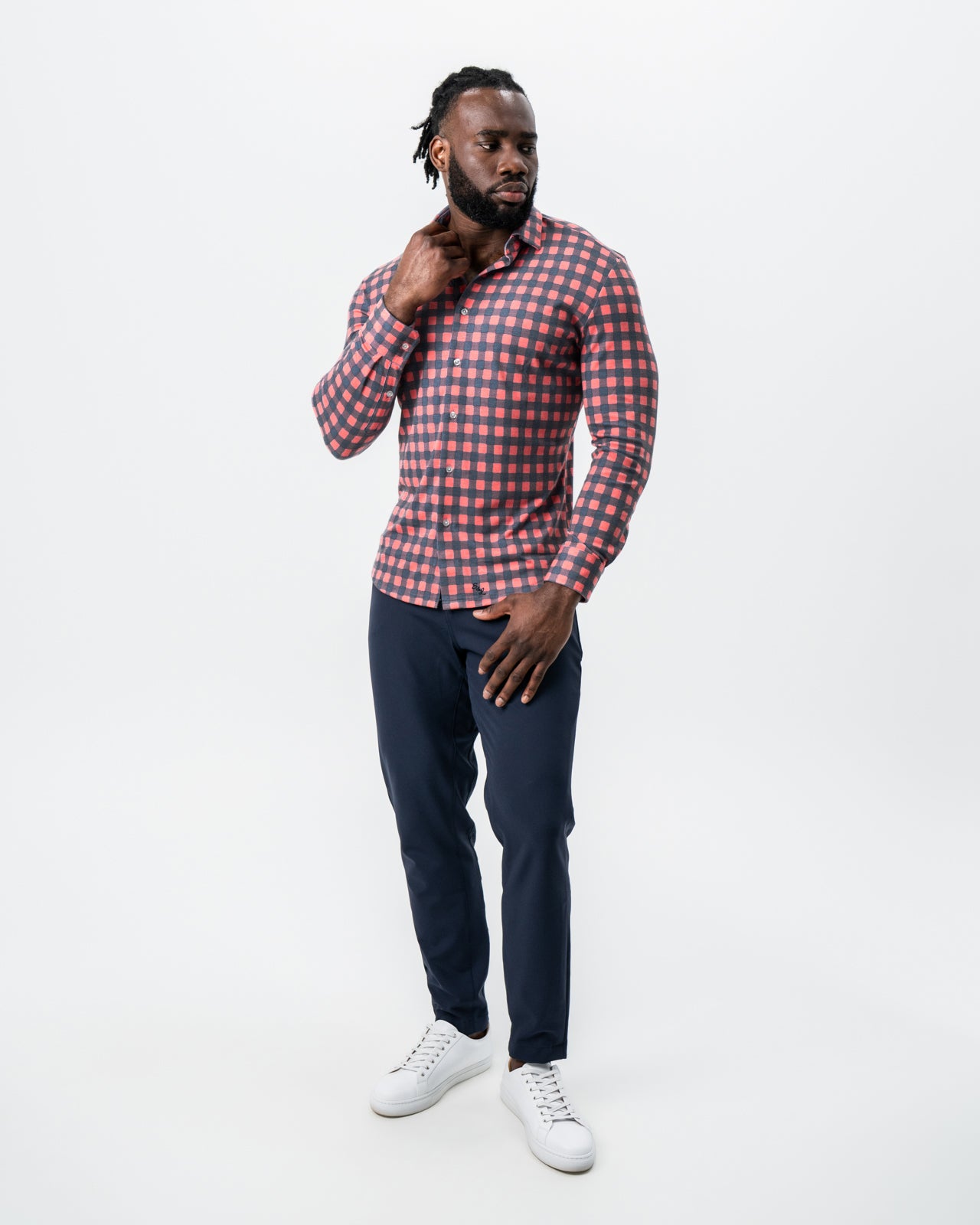 "The Filson" Red & Navy Big Check Button Down