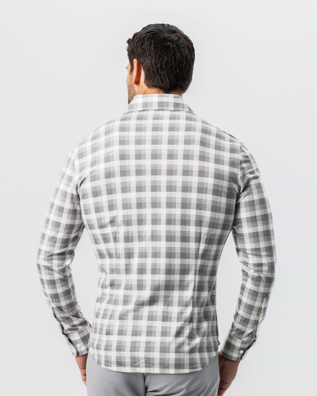 Cromoncent - Camicia Uomo Casual Plaid Flanella - Grigio A Righe, Taglia S