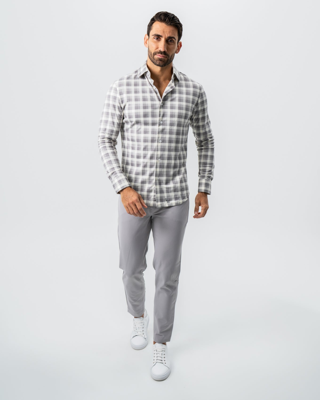 "The Holden" Grey Plaid Button Down
