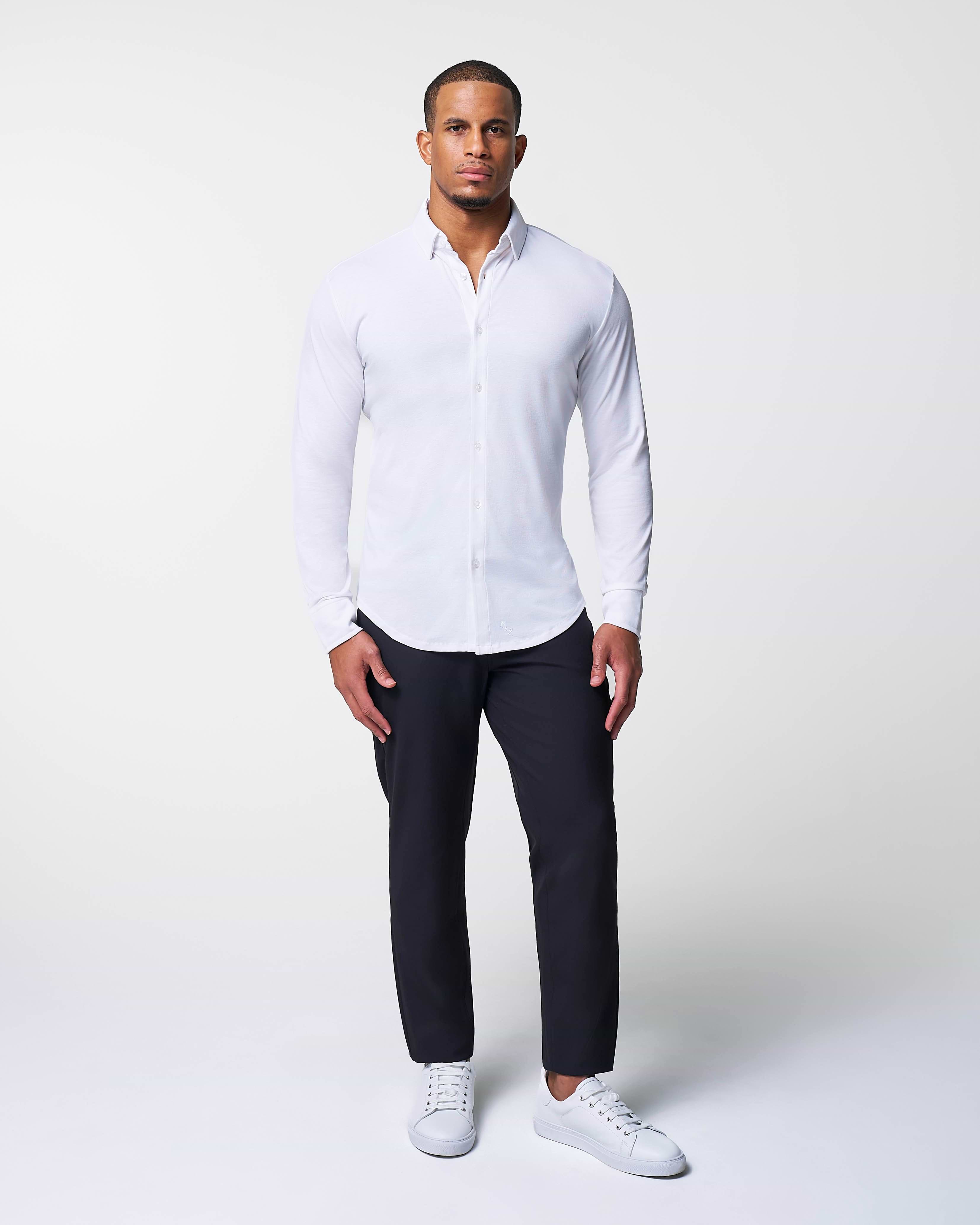 "The Mark" White Pique Button Down