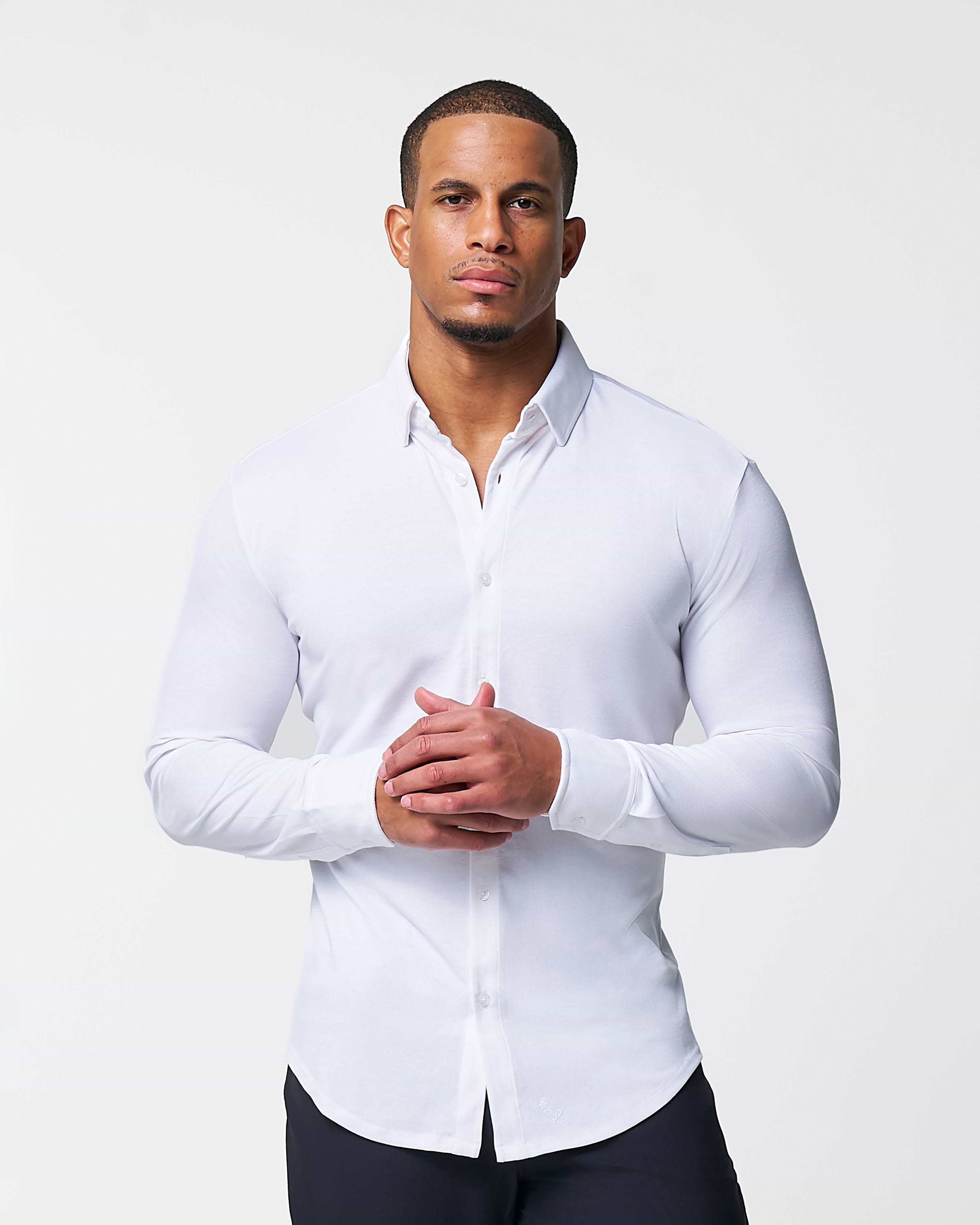 "The Mark" White Pique Button Down