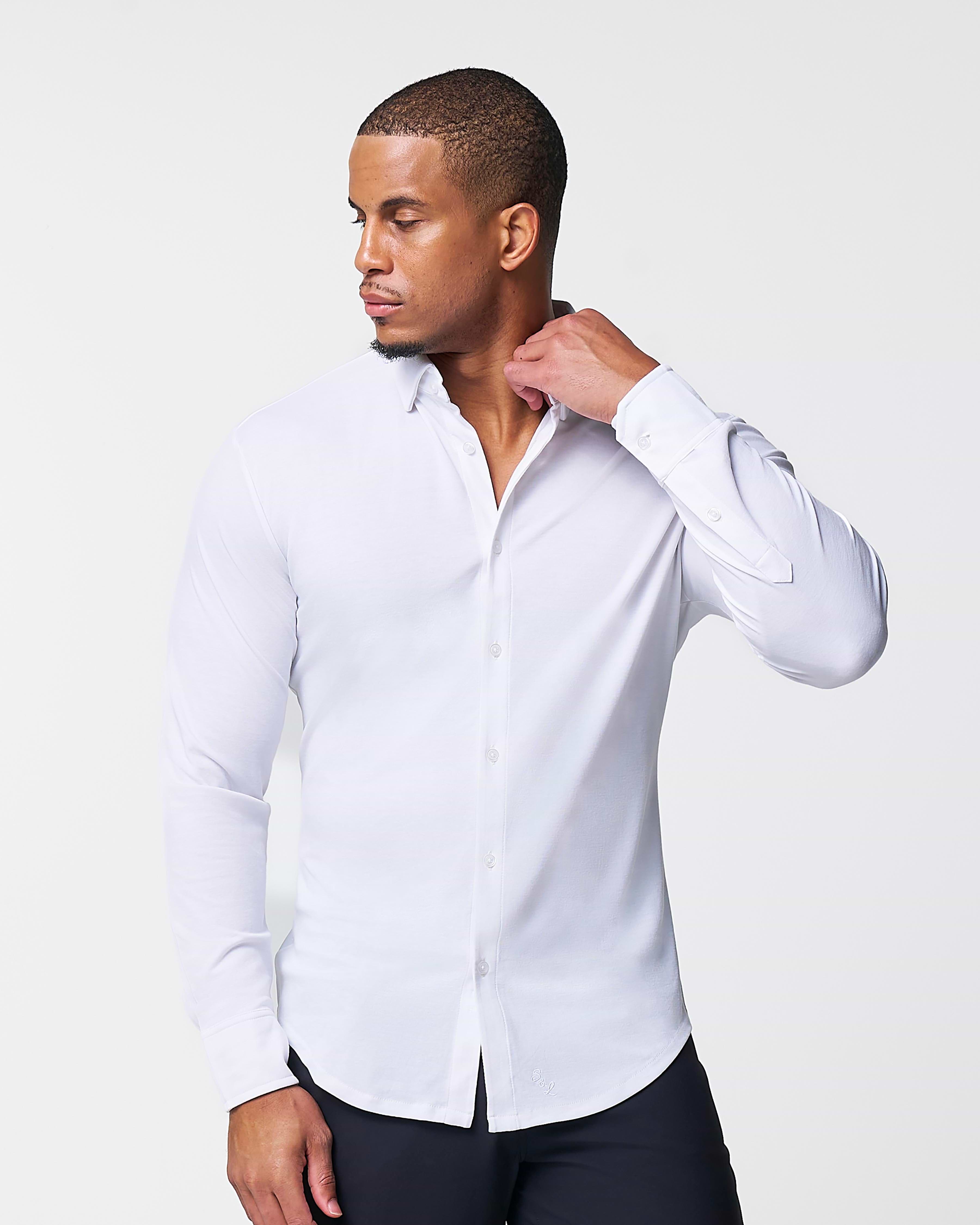 "The Mark" White Pique Button Down