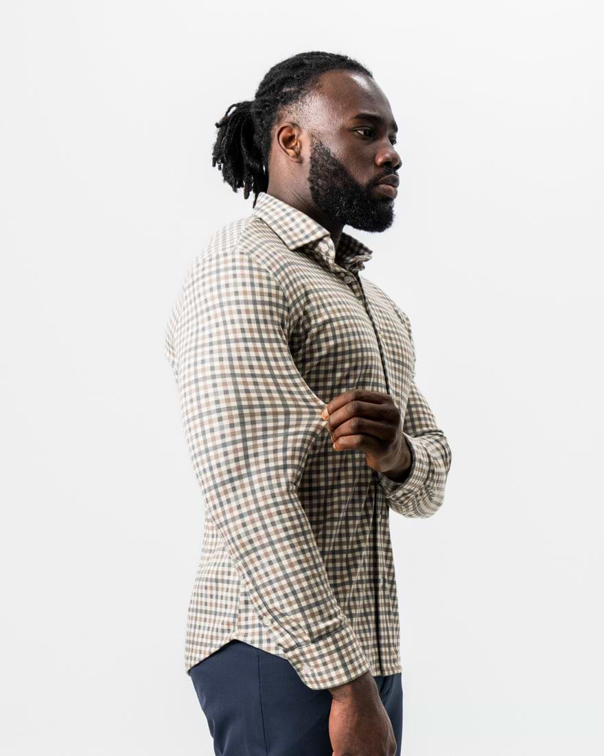 "The Palmer" Brown, Grey, and White Gingham Button Down