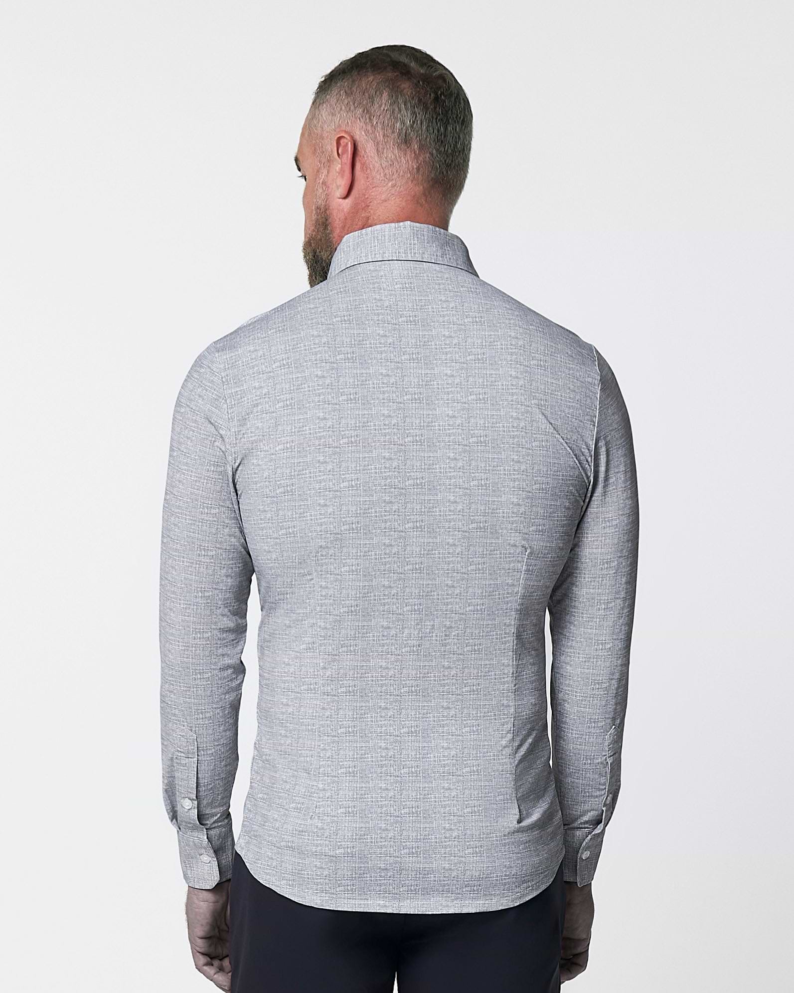 "The Rolo" Sport Shirt - Light Grey Printed Linen