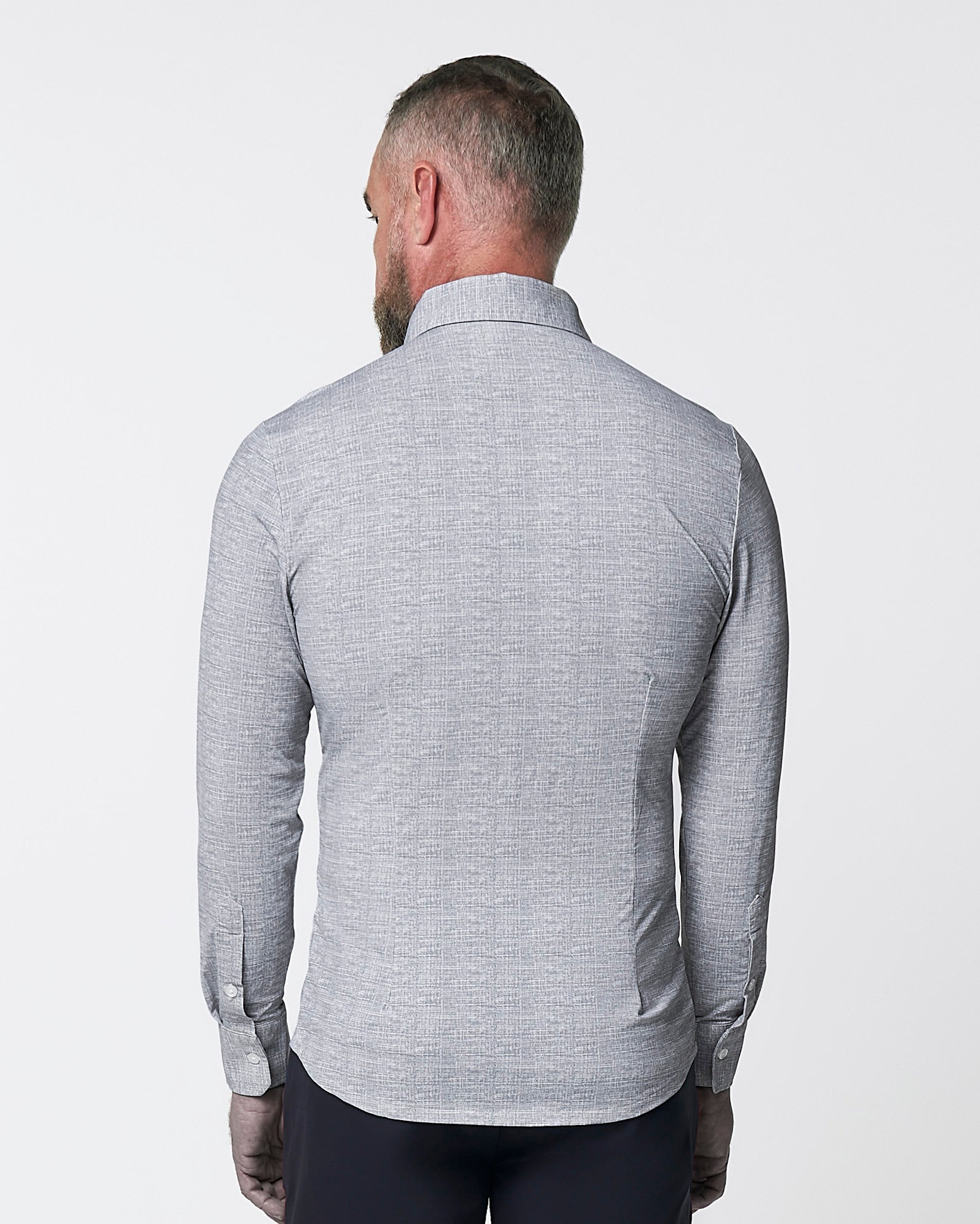 "The Rolo" Sport Shirt - Light Grey Printed Linen