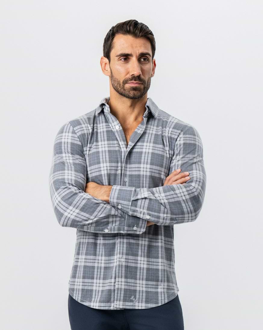 "The Warner" Grey and White Windowpane Button Down