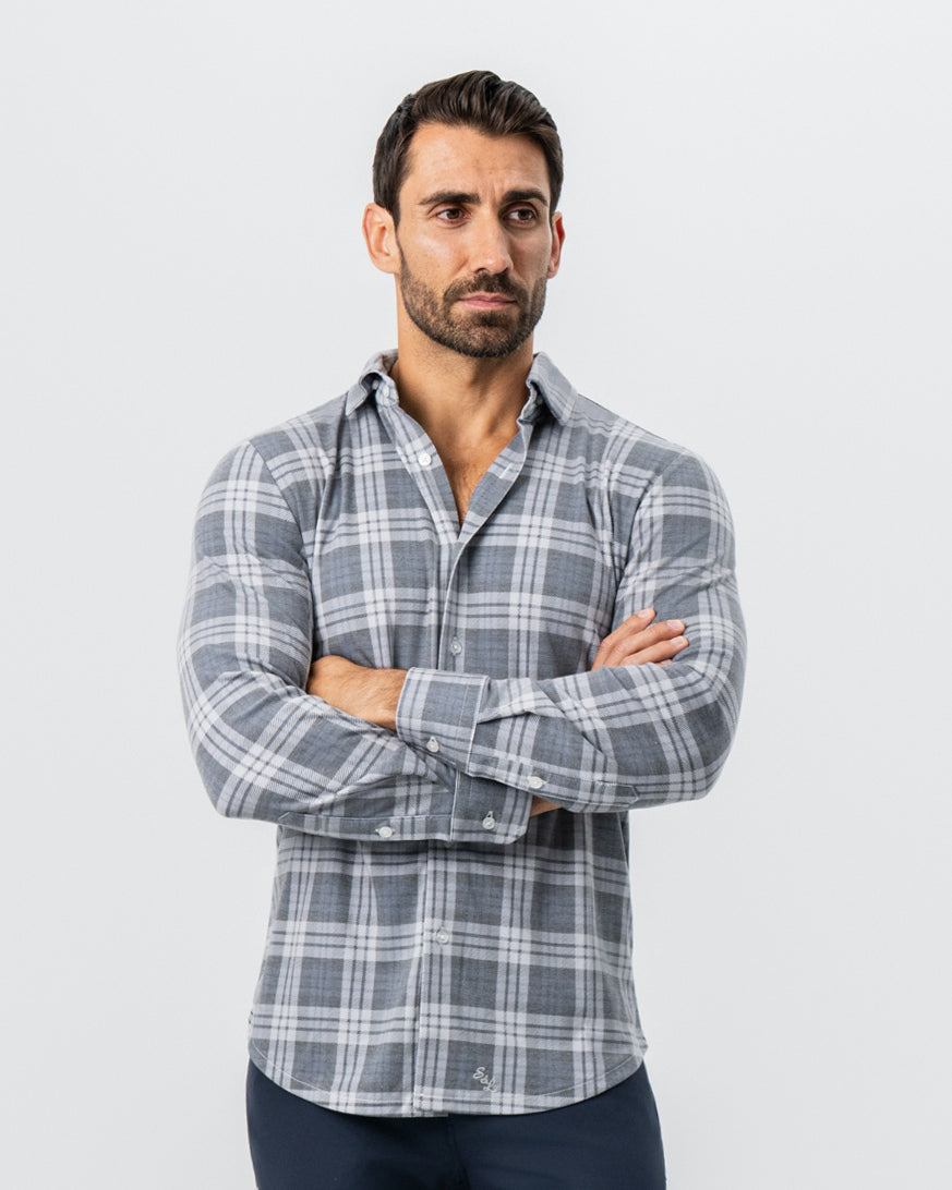 "The Warner" Grey and White Windowpane Button Down