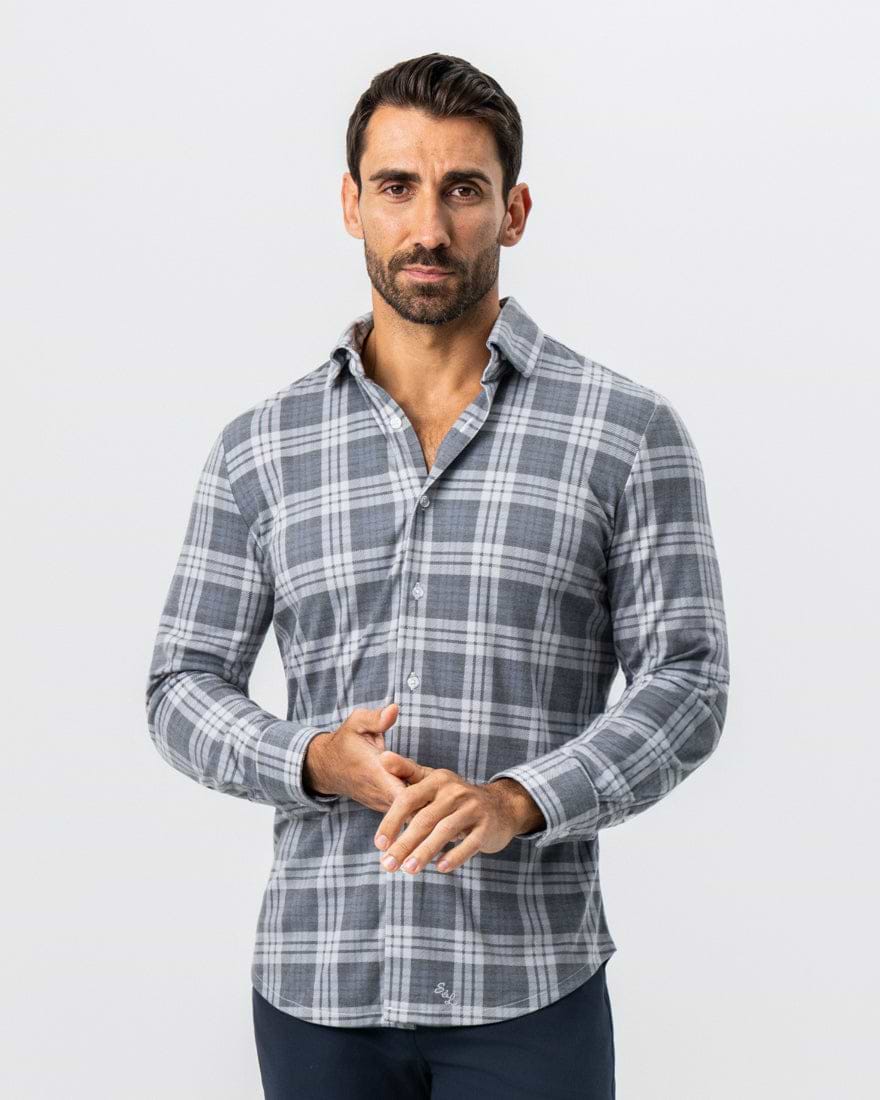 "The Warner" Grey and White Windowpane Button Down
